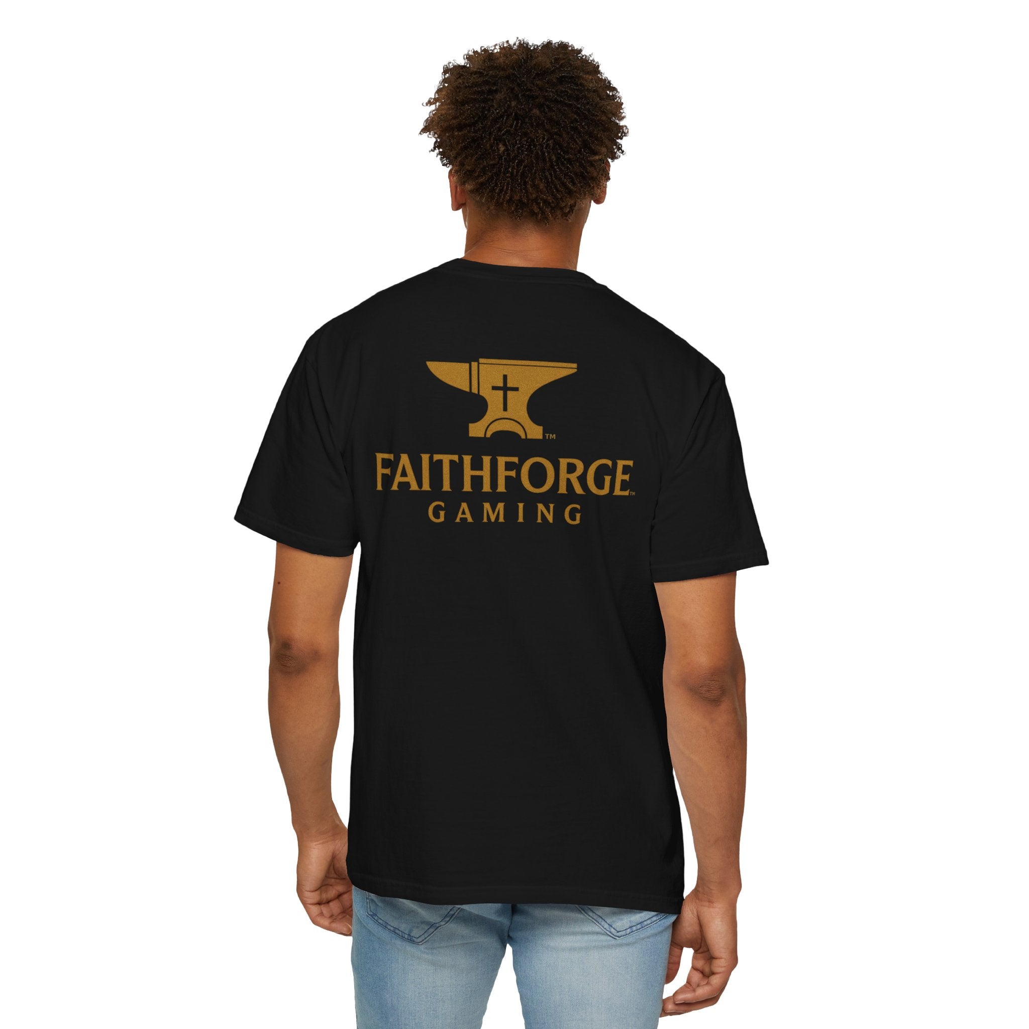 FaithForge Gaming T-Shirt — Logo Tee with Anvil & Cross (Christian Gamer Apparel)