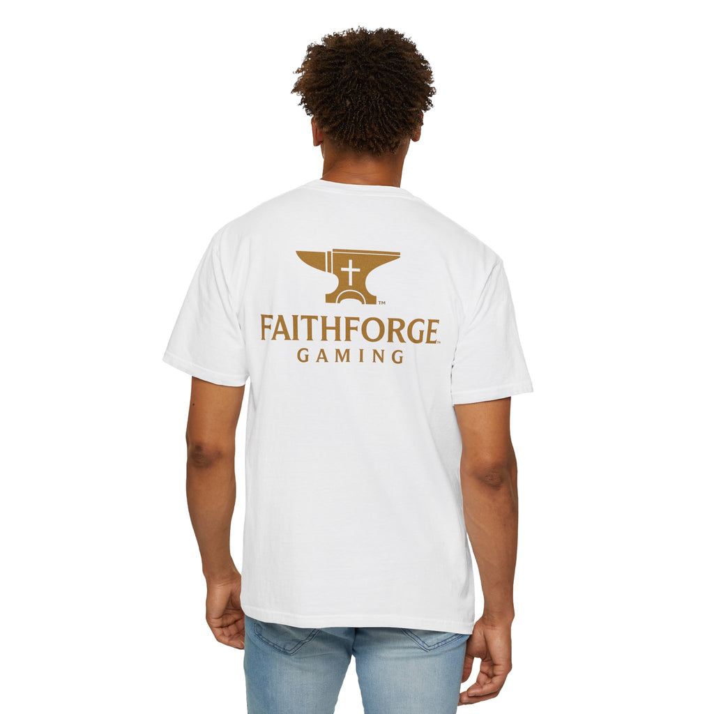 FaithForge Gaming T-Shirt — Logo Tee with Anvil & Cross (Christian Gamer Apparel)
