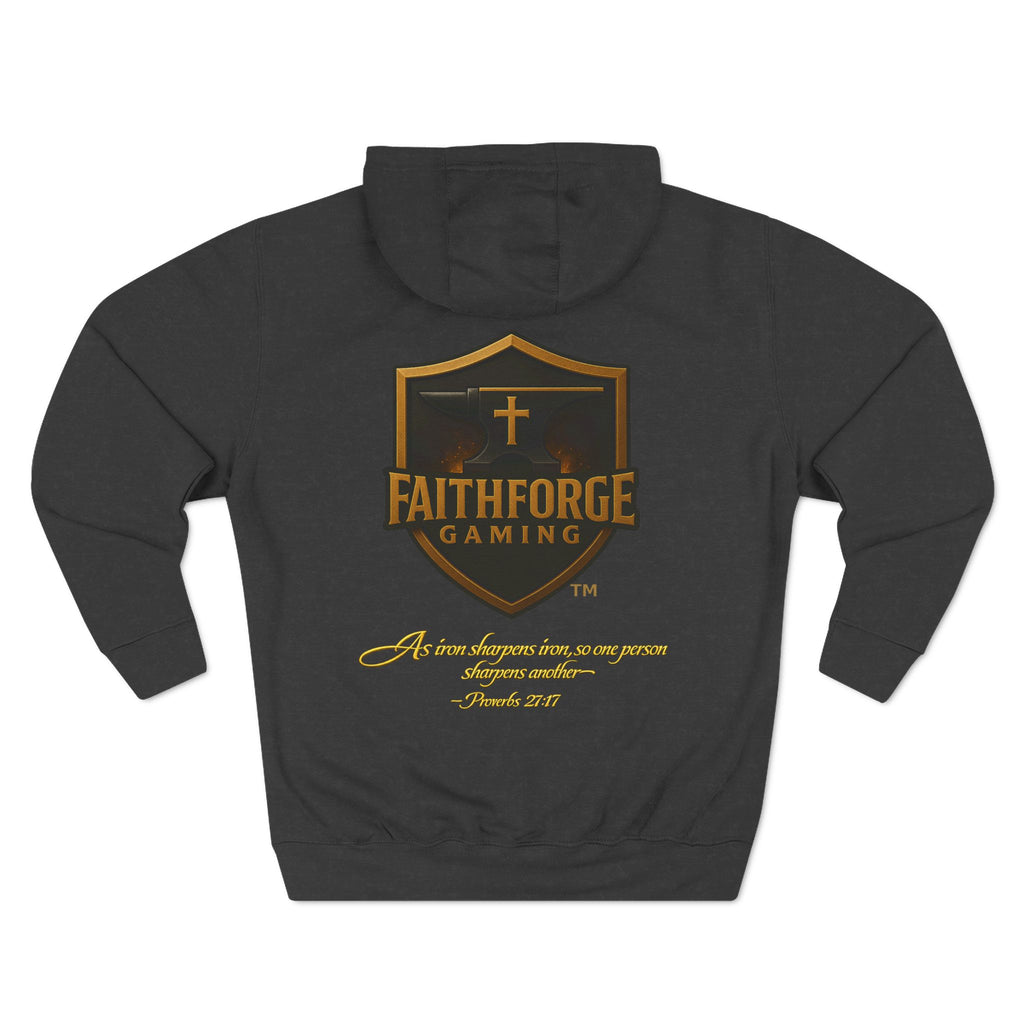 Faithforge Gaming Hoodie — Faith Quote Shield Logo Fleece Hoodie