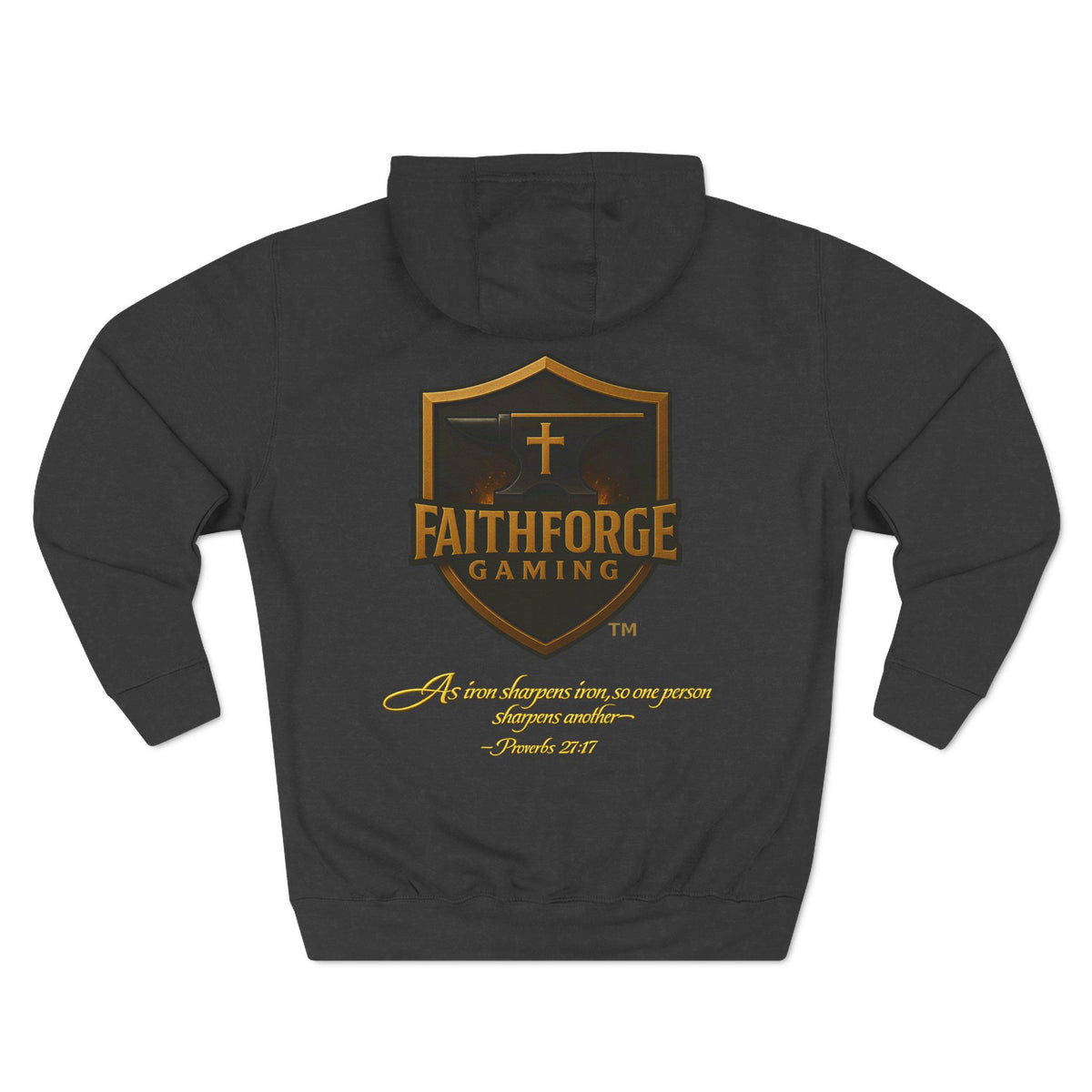 Faithforge Gaming Hoodie — Faith Quote Shield Logo Fleece Hoodie