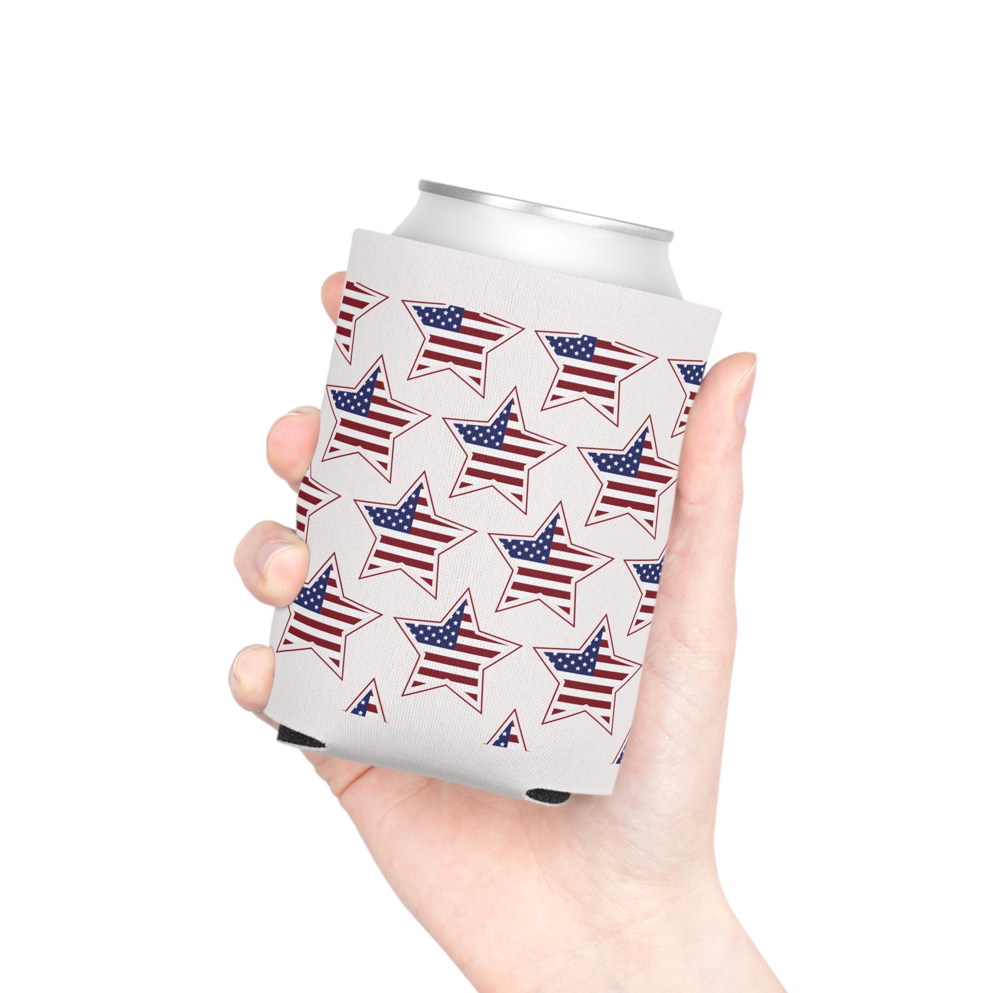 Patriotic Star Can Cooler - American Flag Fourth of July Beverage Koozie