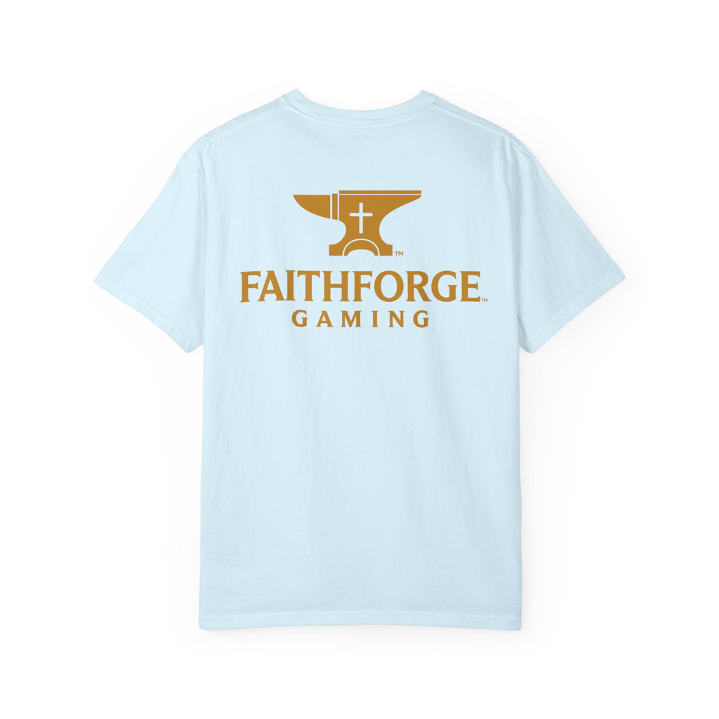 FaithForge Gaming T-Shirt — Logo Tee with Anvil & Cross (Christian Gamer Apparel)