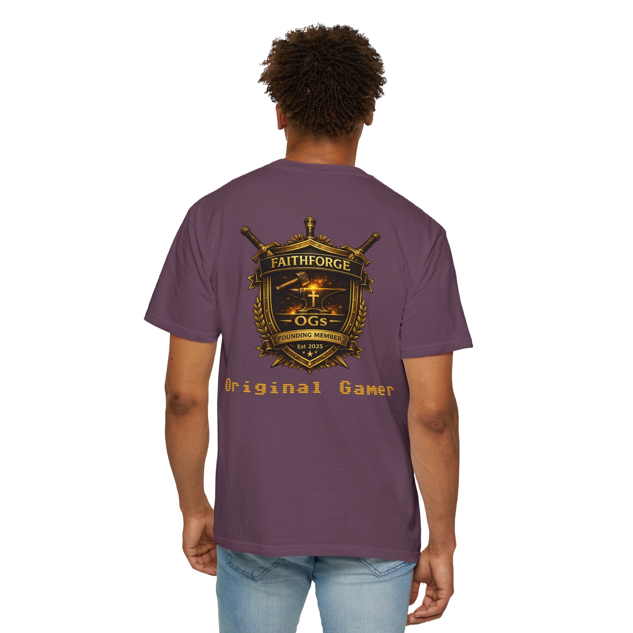 FaithForge OG Gaming T-Shirt — Logo Tee with Anvil & Cross (Christian Gamer Apparel)