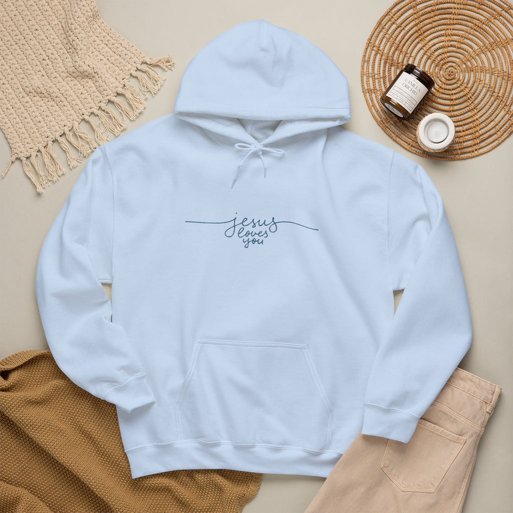 Jesus Loves You Script Hoodie — Minimal Christian Faith Pullover