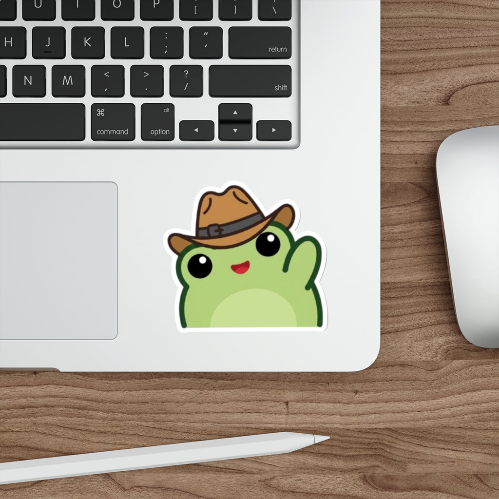 Waving Frog Die-Cut Sticker Waving