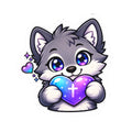 Cute Wolf Holding Heart Sticker — Seawolf Christian Wolf Vinyl Sticker