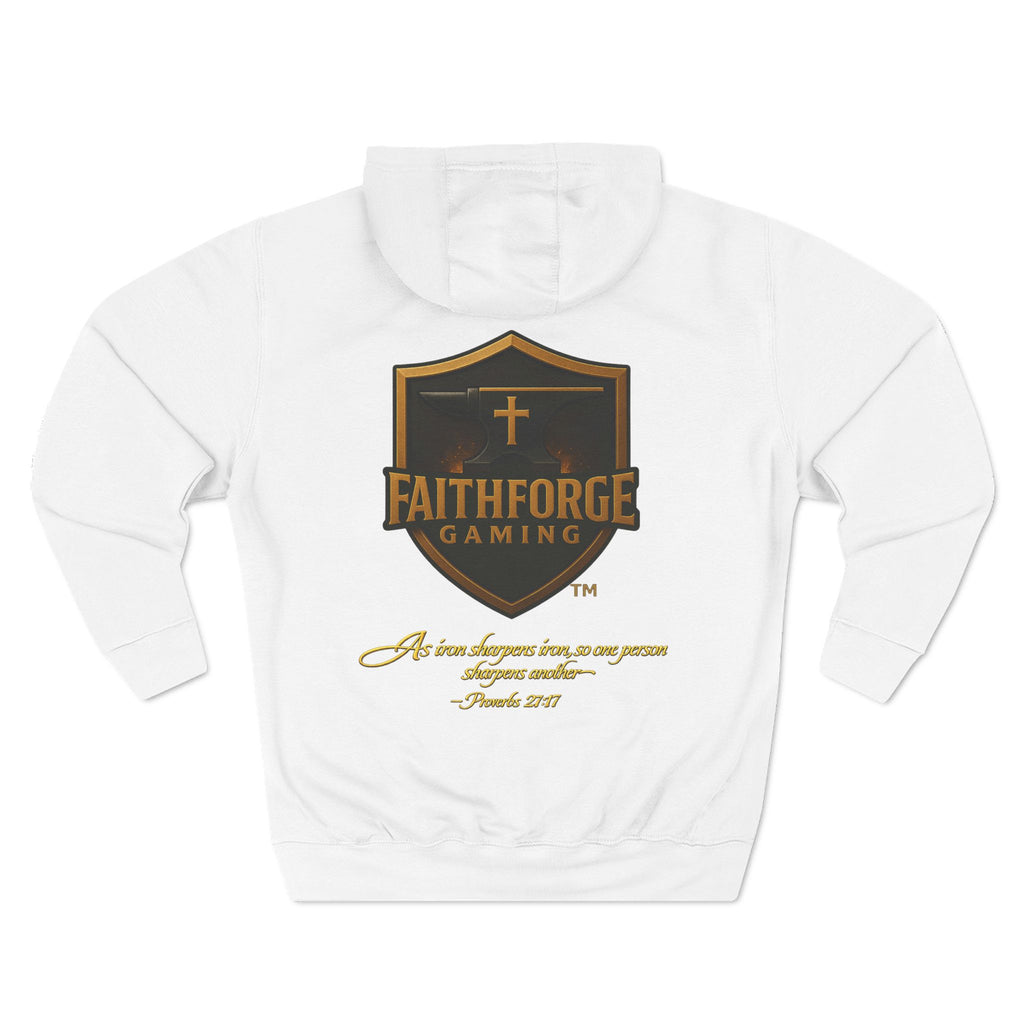 Faithforge Gaming Hoodie — Faith Quote Shield Logo Fleece Hoodie