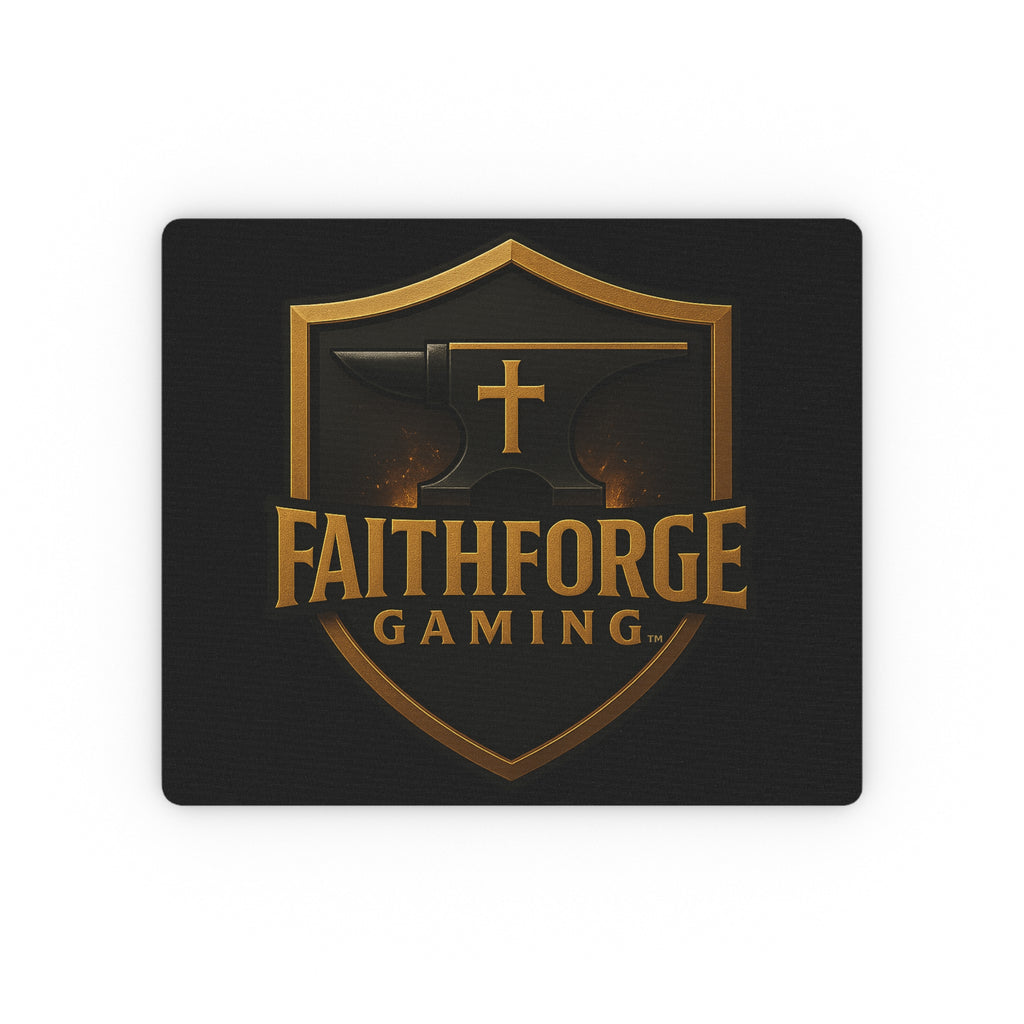 (Canada) FaithForge Gaming Mouse Pad — Black & Gold Shield Logo Rectangular Desk Mat/Mouse Pad