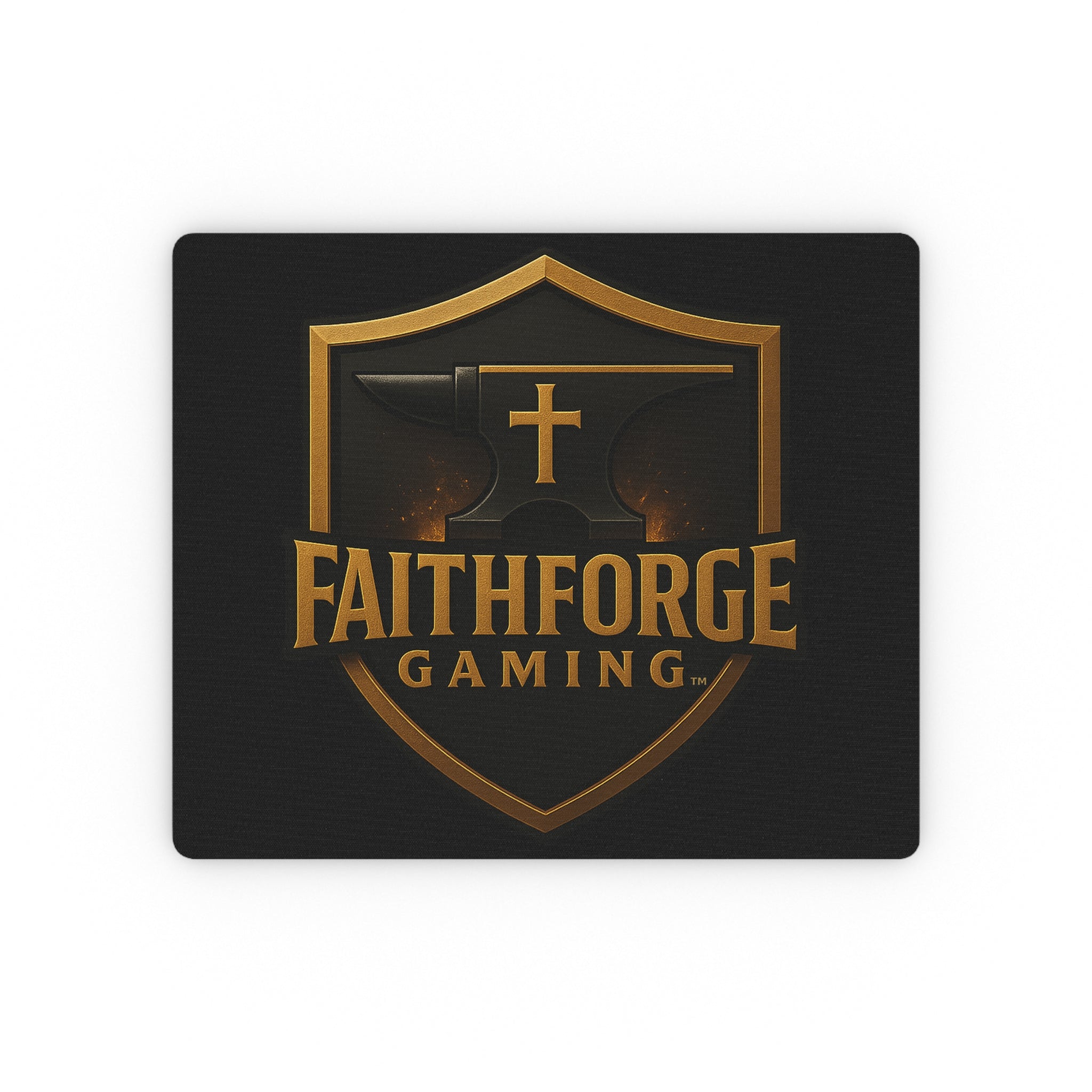 (Canada) FaithForge Gaming Mouse Pad — Black & Gold Shield Logo Rectangular Desk Mat/Mouse Pad
