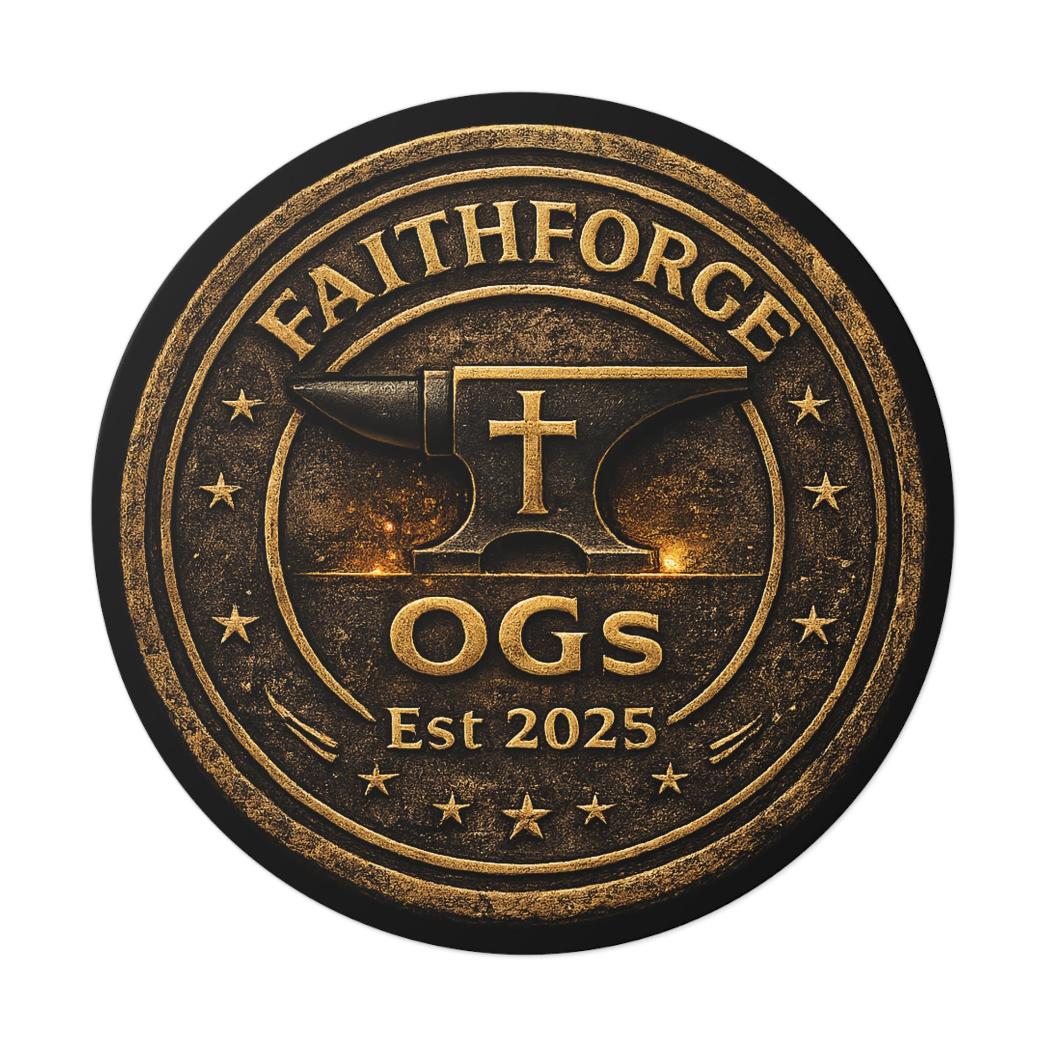 Copy of FaithForge Gaming Round Vinyl Sticker — Gold OG Anvil Round