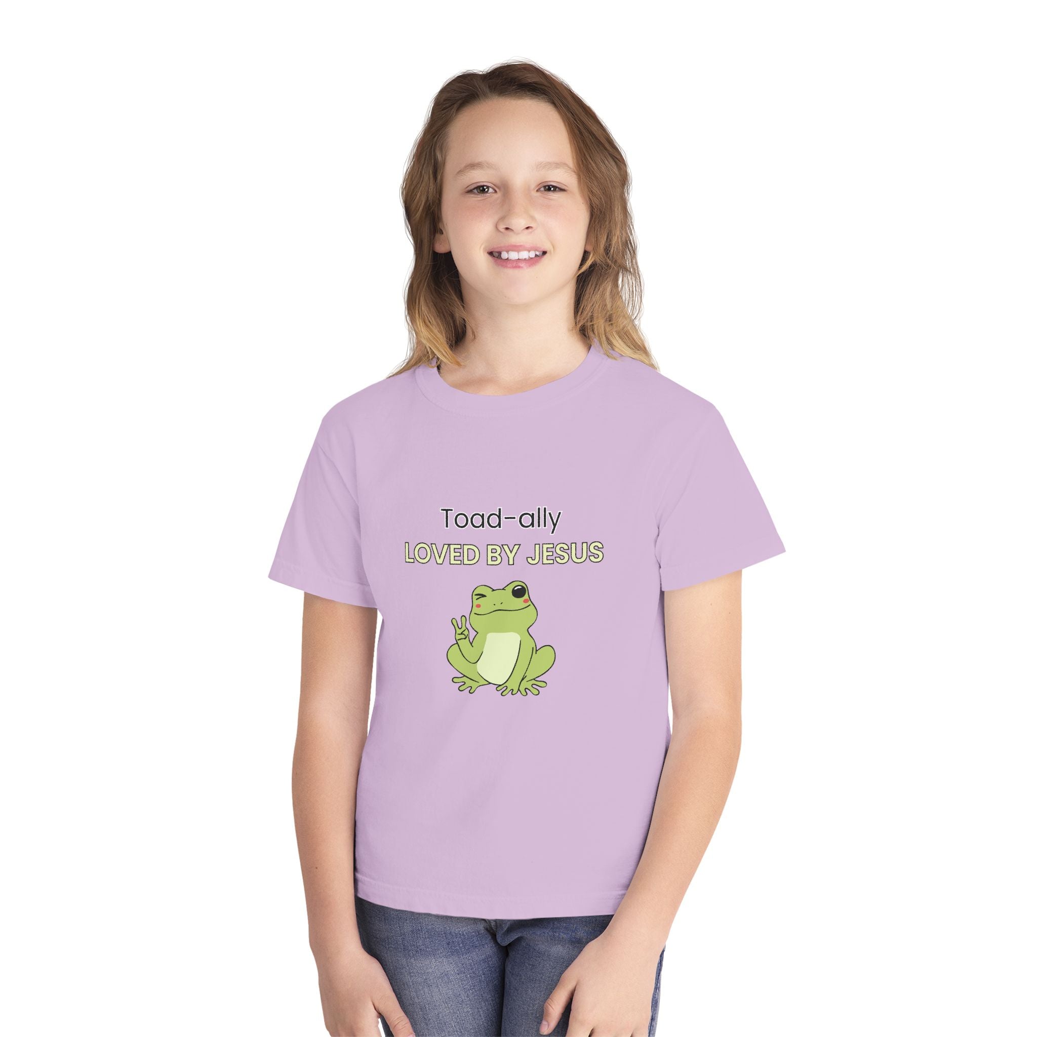 Kids Tee - "Toad-ally Loved by Jesus" Cute Frog Christian Youth T-Shirt