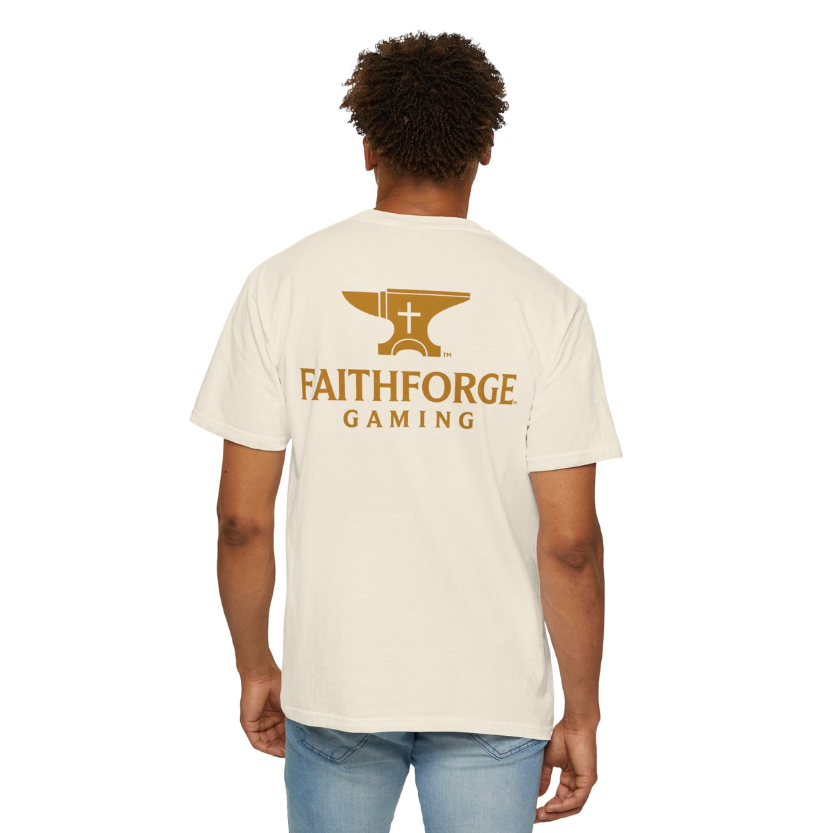 FaithForge Gaming T-Shirt — Logo Tee with Anvil & Cross (Christian Gamer Apparel)