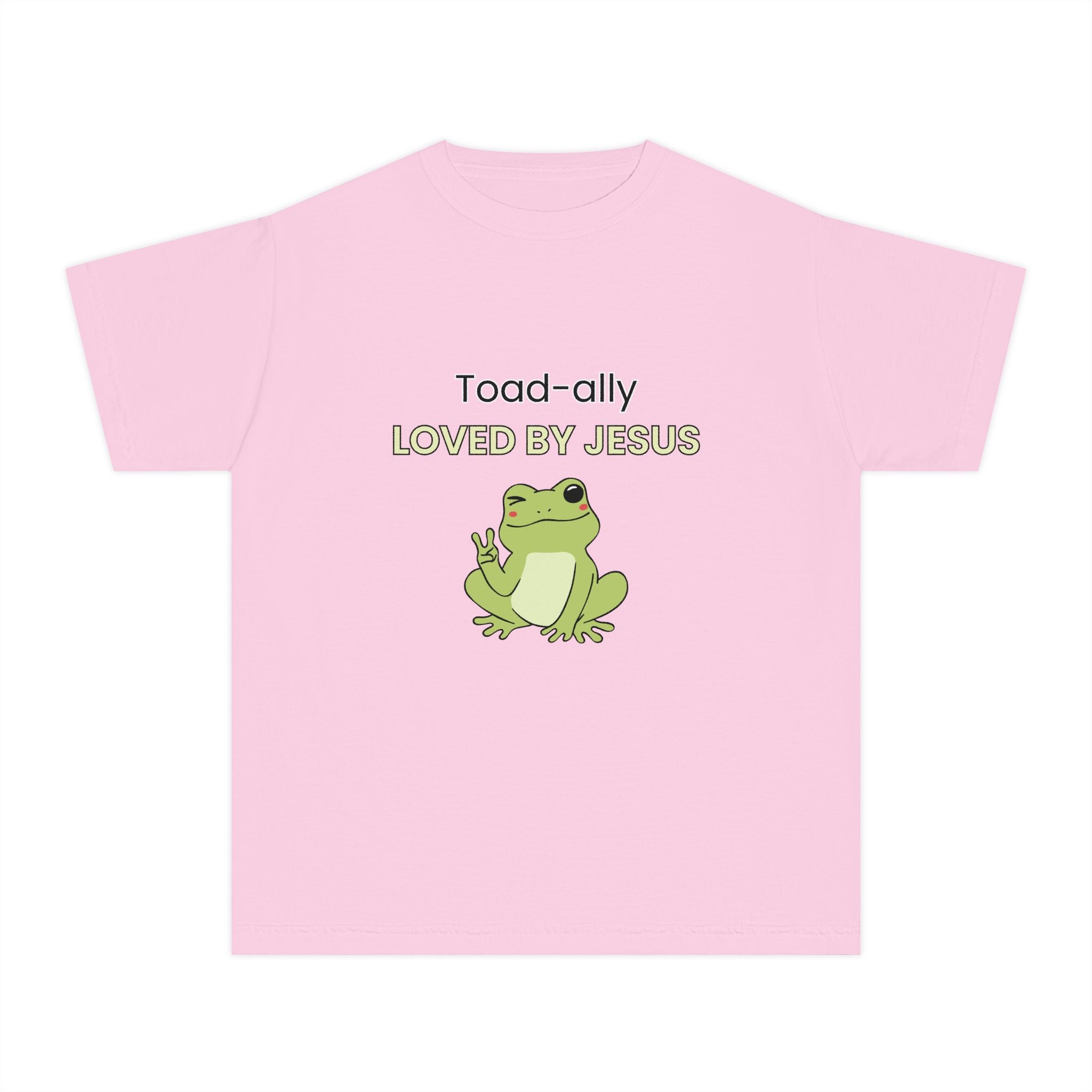 Kids Tee - "Toad-ally Loved by Jesus" Cute Frog Christian Youth T-Shirt