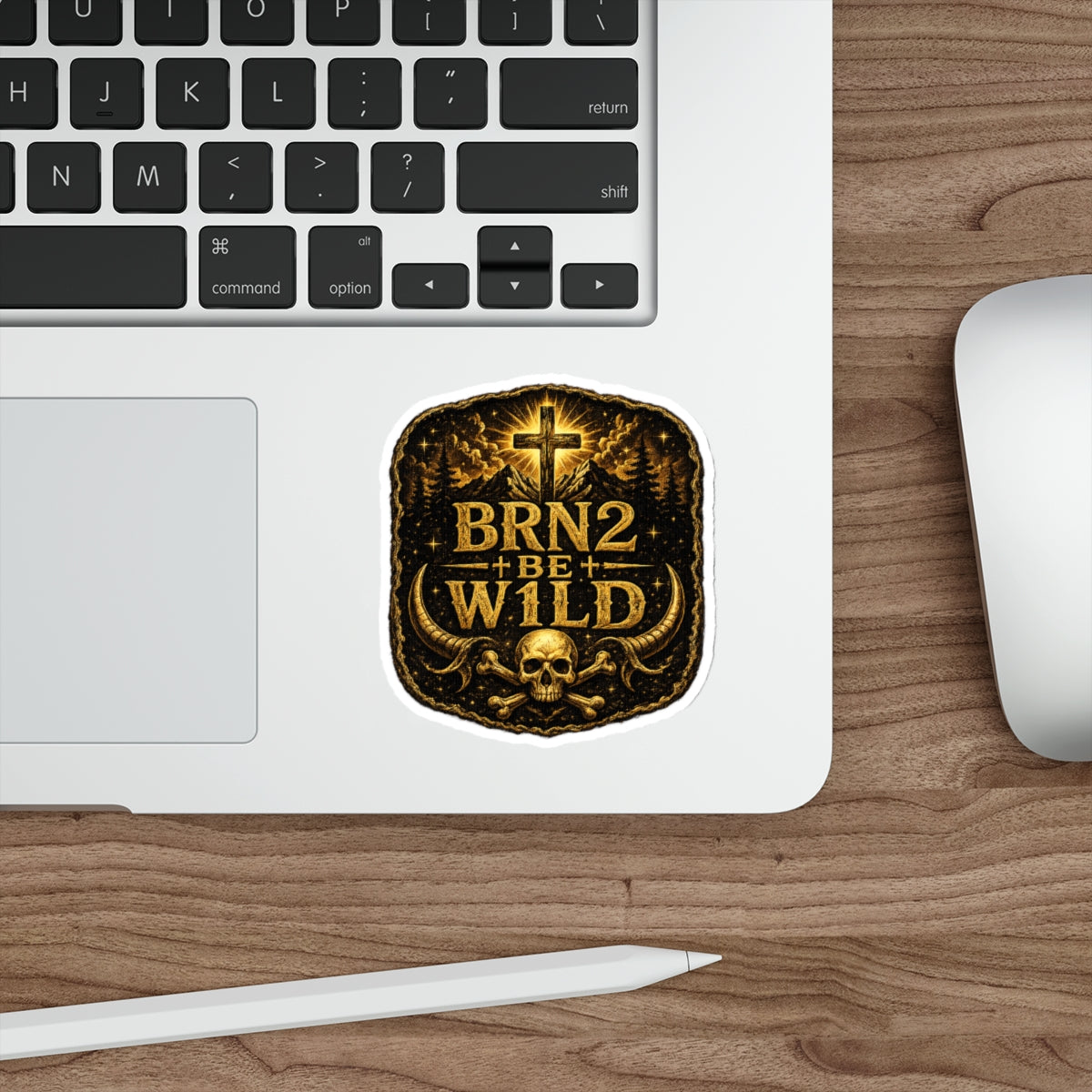 BRN2BEW1LD Gold Die-Cut Sticker