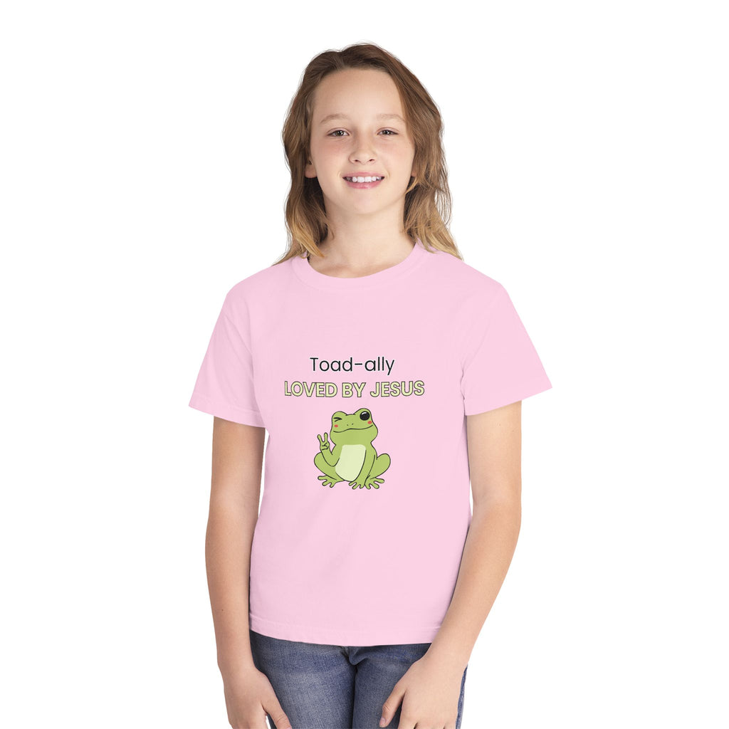 Kids Tee - "Toad-ally Loved by Jesus" Cute Frog Christian Youth T-Shirt