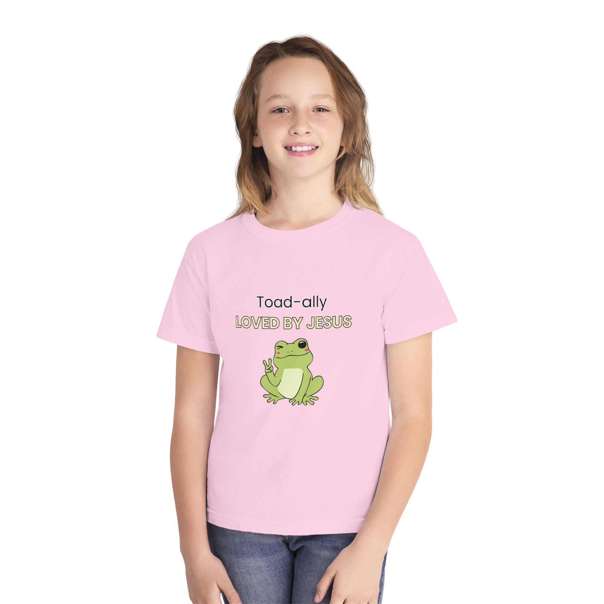 Kids Tee - "Toad-ally Loved by Jesus" Cute Frog Christian Youth T-Shirt