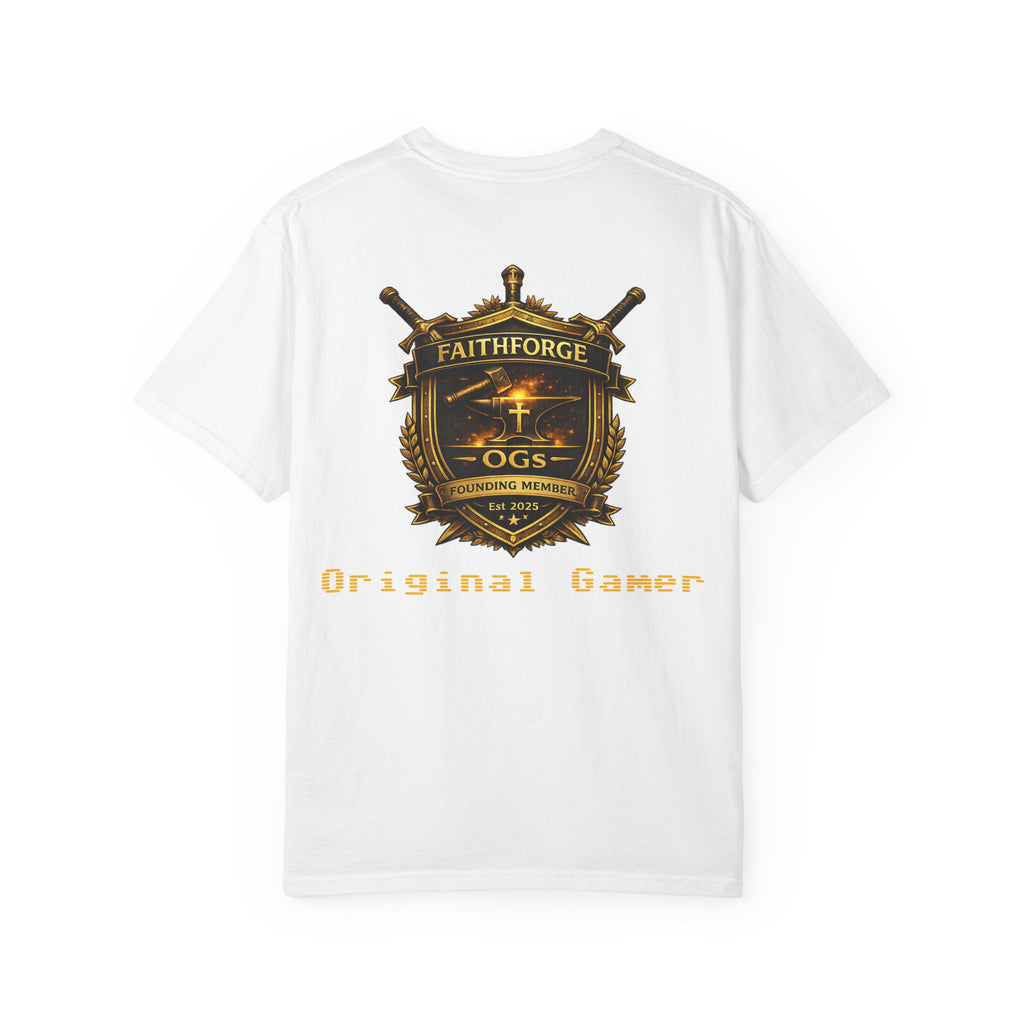 FaithForge OG Gaming T-Shirt — Logo Tee with Anvil & Cross (Christian Gamer Apparel)