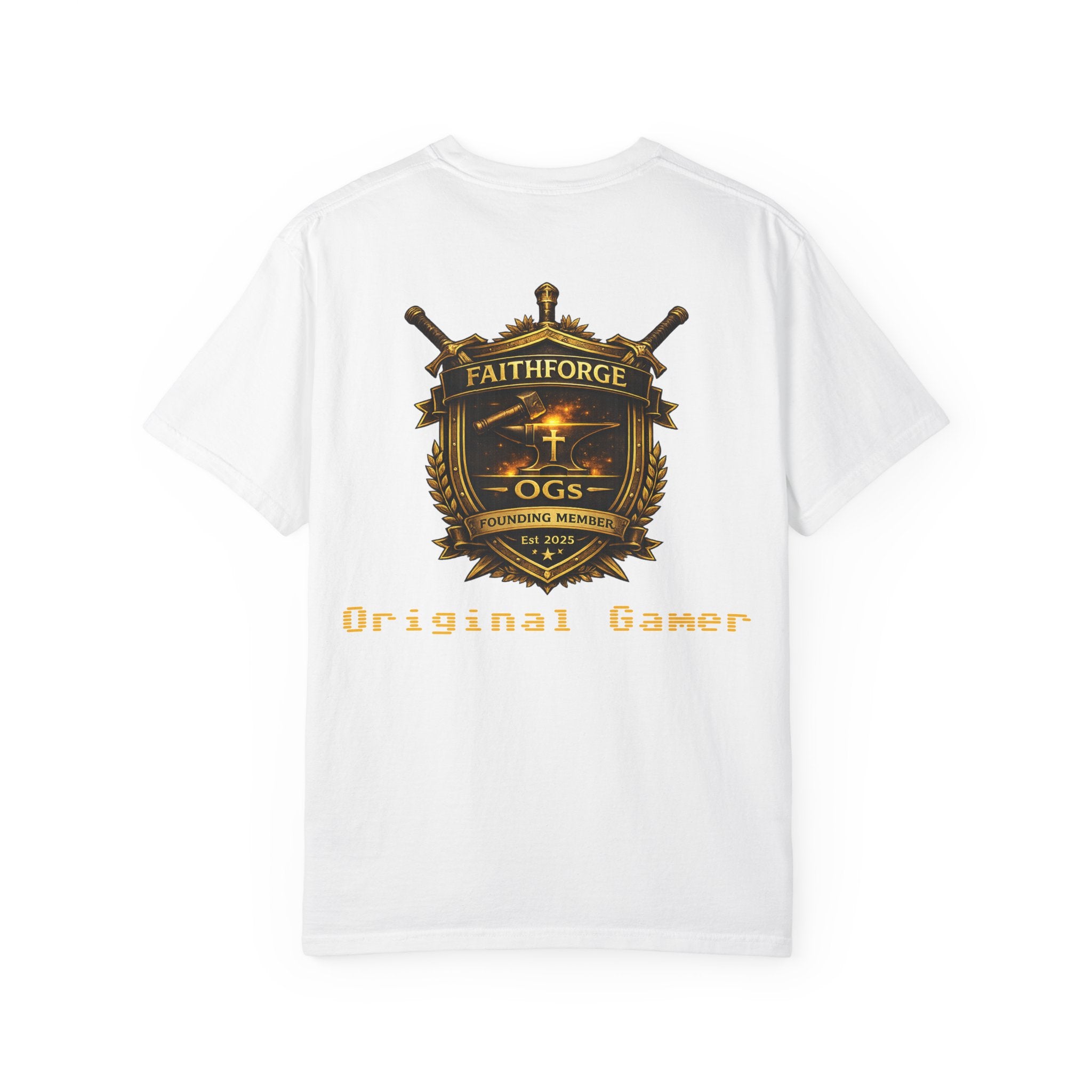 FaithForge OG Gaming T-Shirt — Logo Tee with Anvil & Cross (Christian Gamer Apparel)