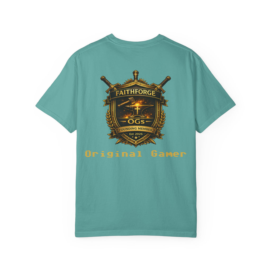 FaithForge OG Gaming T-Shirt — Logo Tee with Anvil & Cross (Christian Gamer Apparel)