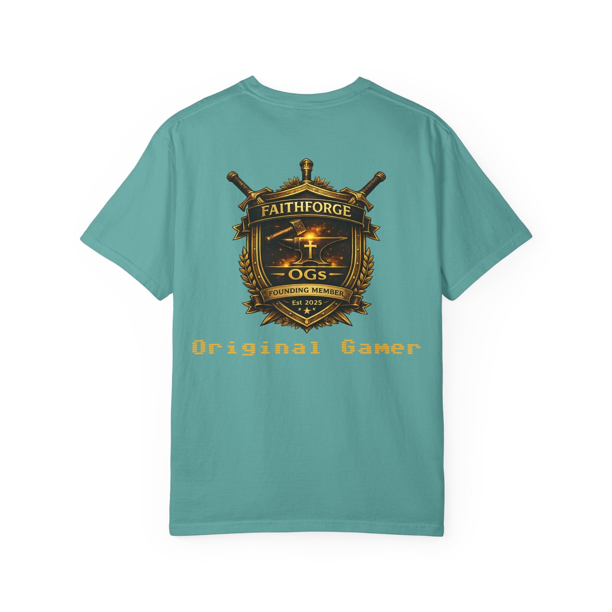 FaithForge OG Gaming T-Shirt — Logo Tee with Anvil & Cross (Christian Gamer Apparel)