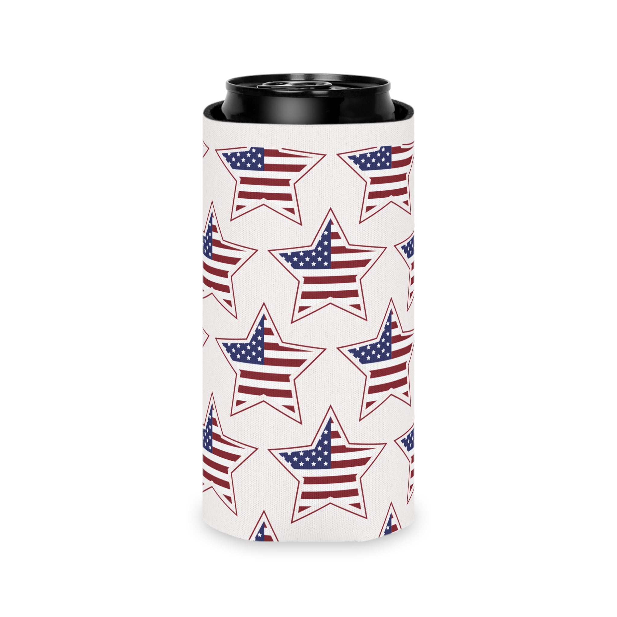 Patriotic Star Can Cooler - American Flag Fourth of July Beverage Koozie