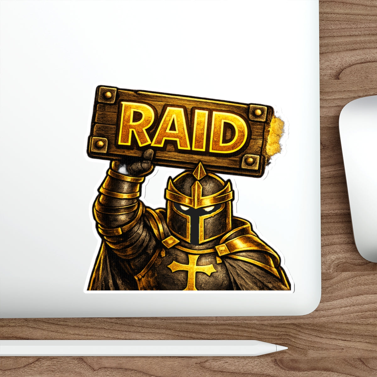 FaithForge Knight Raid Die-Cut Sticker — Water-resistant vinyl