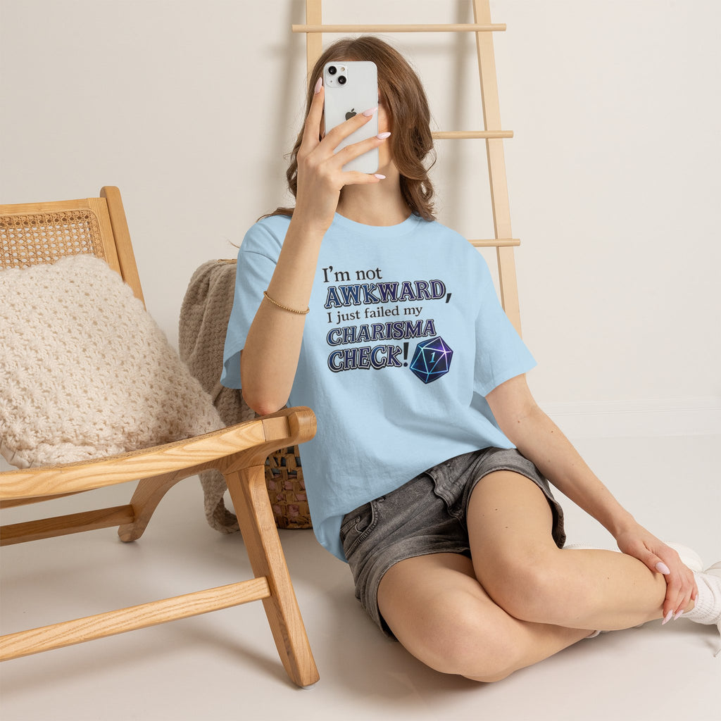 T-Shirt - "I’m Not Awkward, I Just Failed My Charisma Check" D20 RPG Tee