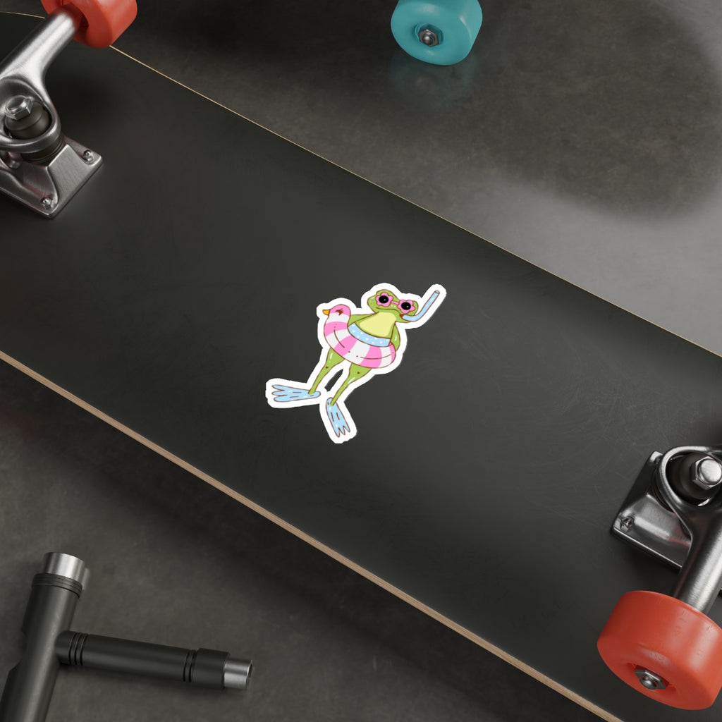 Frog in Floatie Die-Cut Sticker