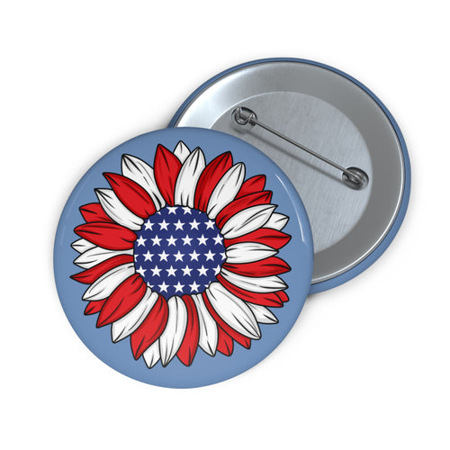 4th of July Flower Custom Pin Button