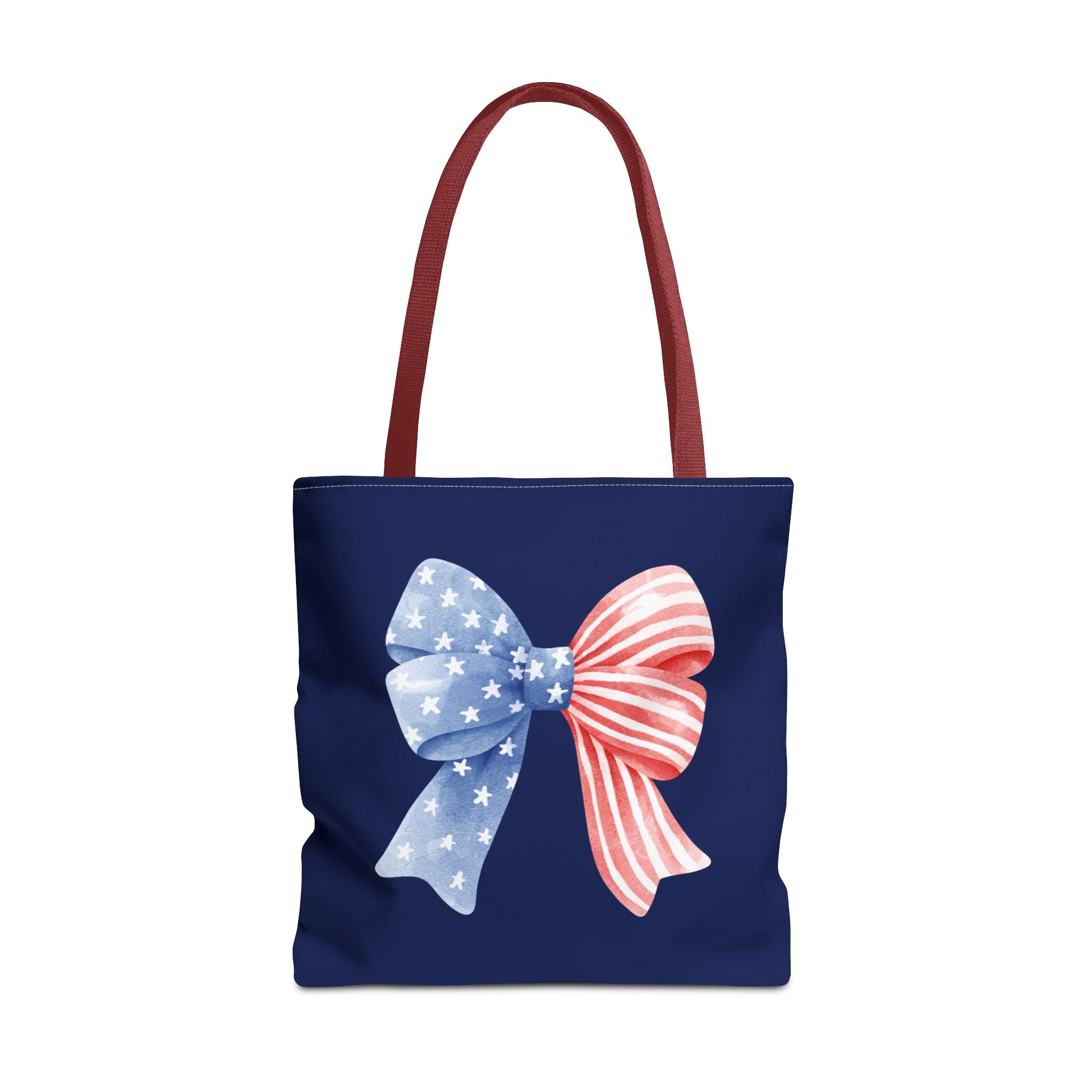 Patriotic Bow Tote Bag — American Flag Red White Blue Ribbon Tote