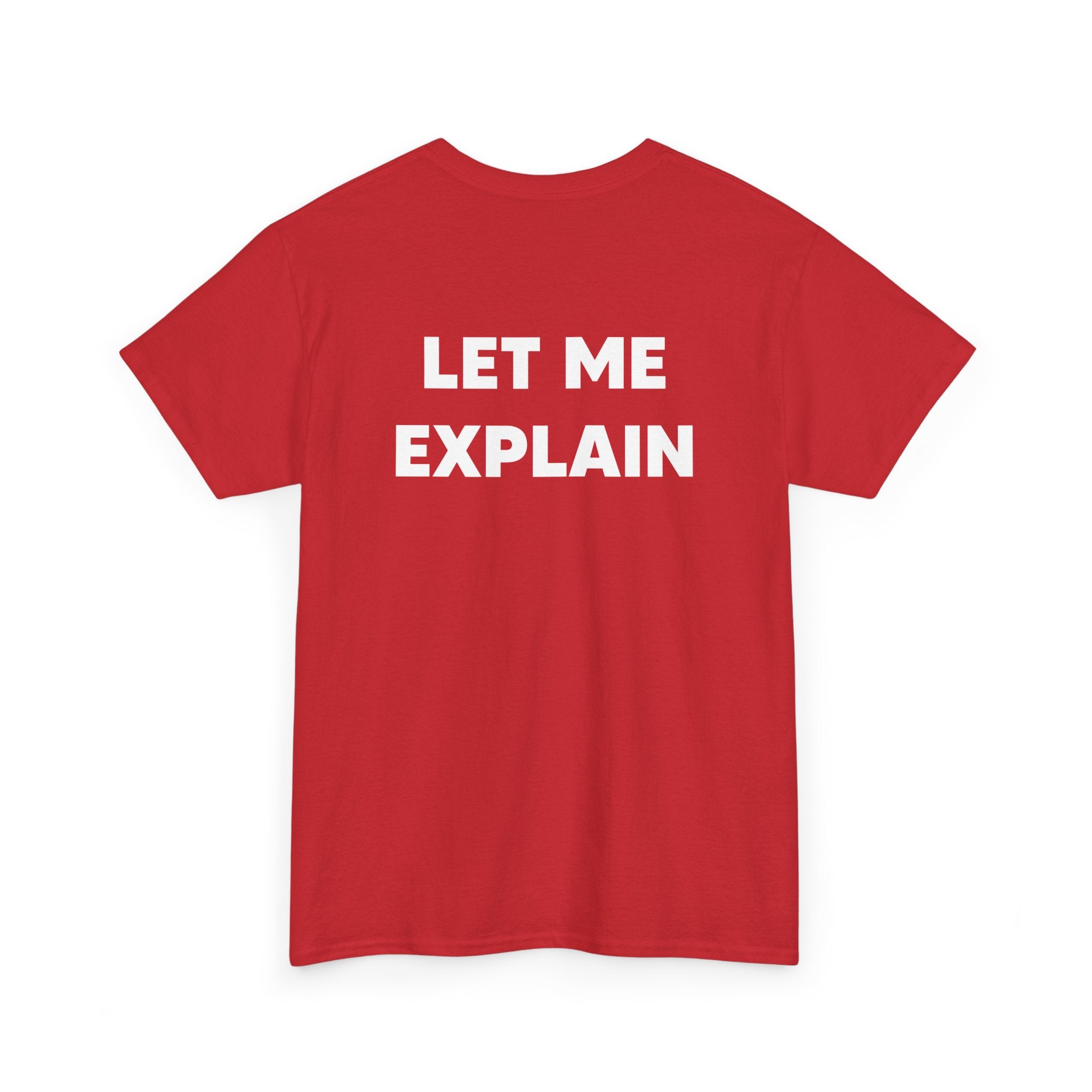 DoctorJSWAYS Let Me Explain T-Shirt — Minimal Logo Black Tee with Bold Back Text
