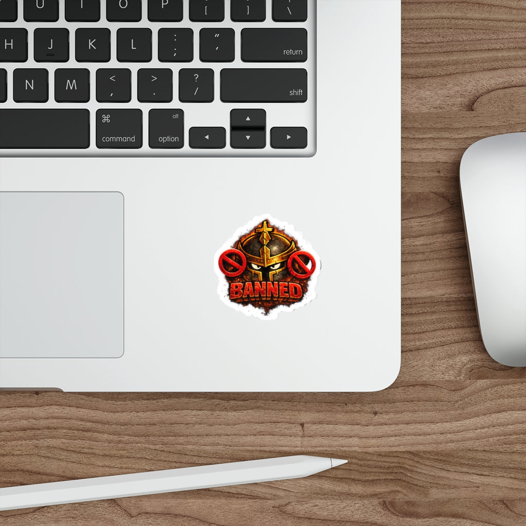 FaithForge Knight Banned Die-Cut Sticker — Water-resistant vinyl