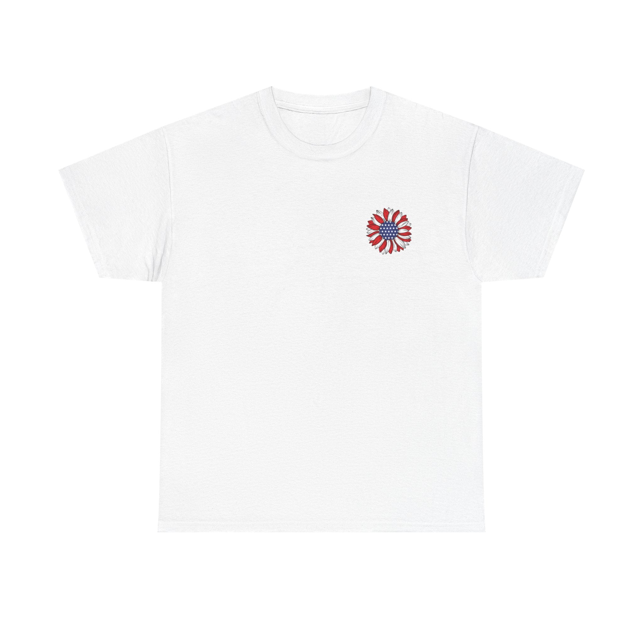 USA sunflower Patriotic T‑Shirt — American Flag Graphic Tee for 4th of July