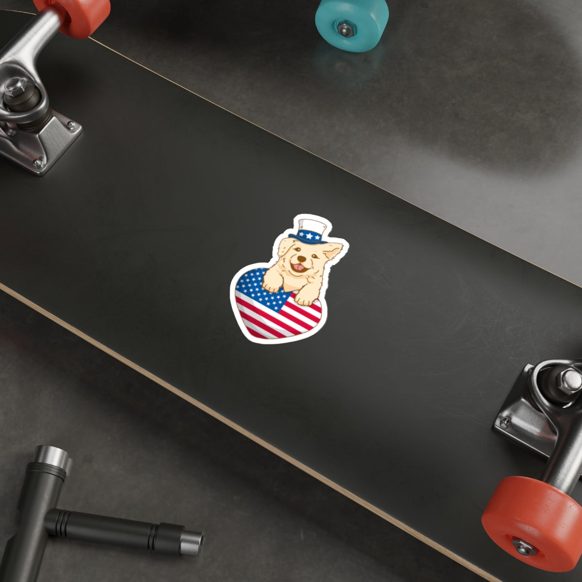 Patriotic Sticker Pack — Puppy USA heart 4th of July Red White Blue Die-Cut Stickers