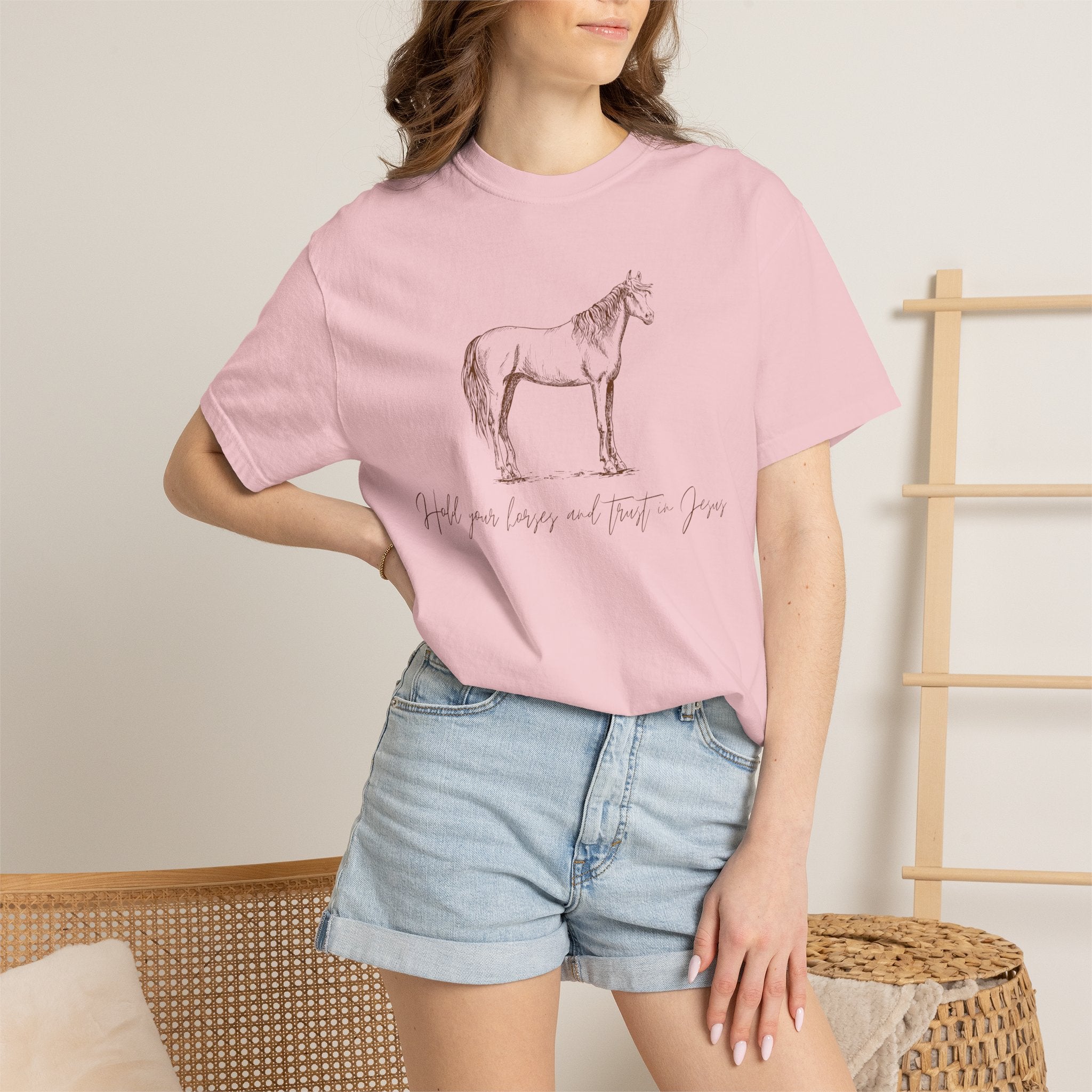 Horse Sketch T‑Shirt — Minimalist Handwritten Quote Tee