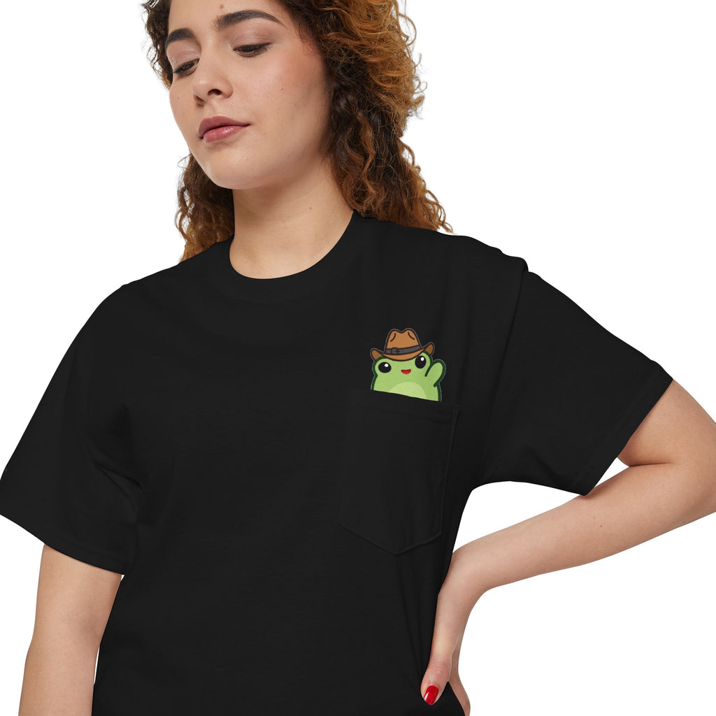 Pocket Frog Tee — Cute Cowboy Frog Pocket Graphic T-Shirt