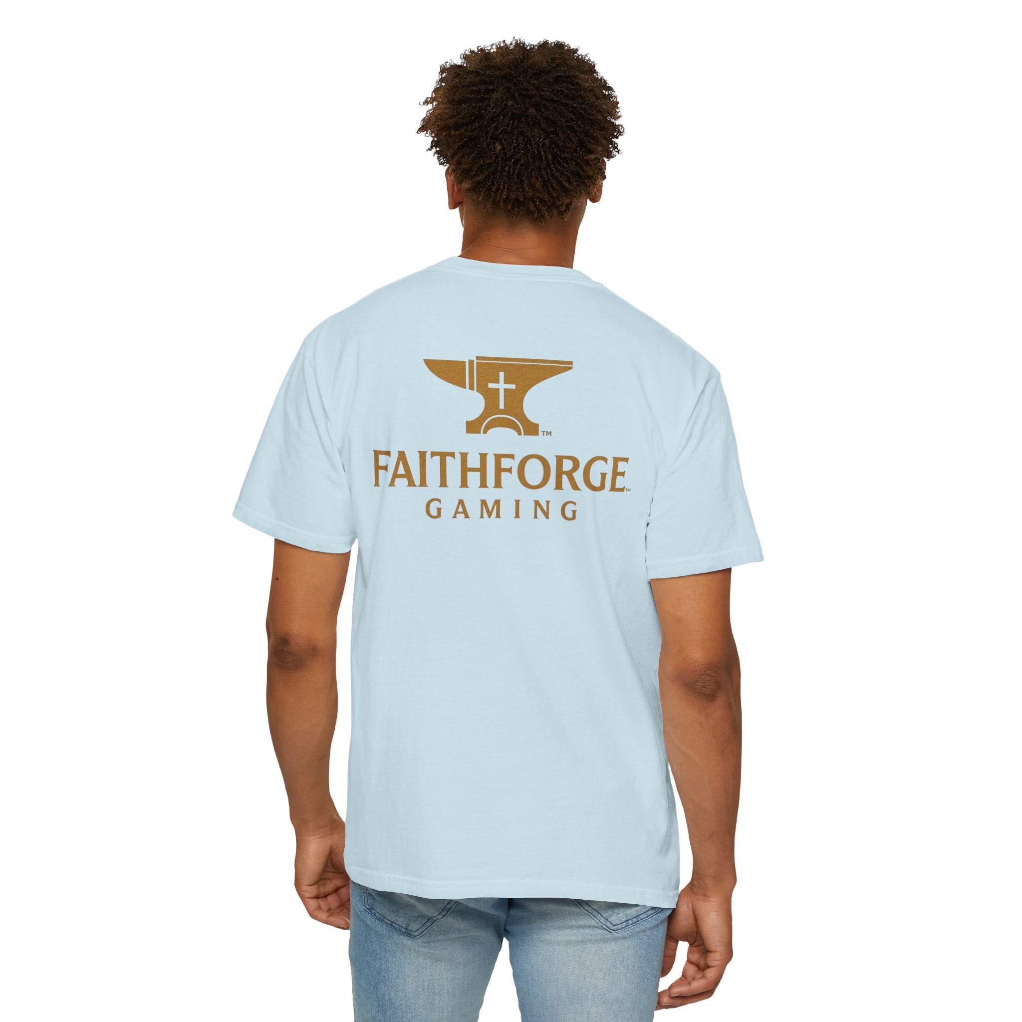 FaithForge Gaming T-Shirt — Logo Tee with Anvil & Cross (Christian Gamer Apparel)