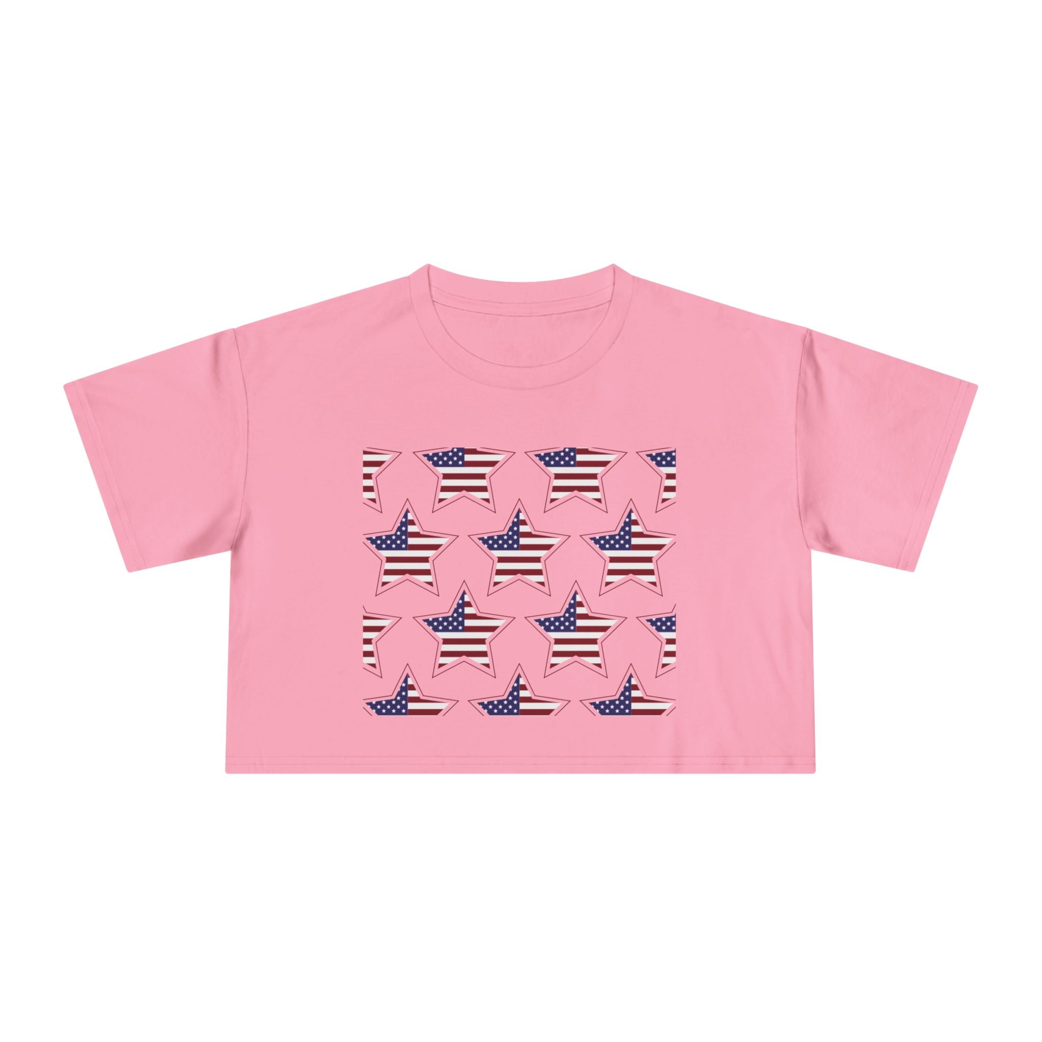 Women's Crop Tee — 'God Bless America' Patriotic Flag Print