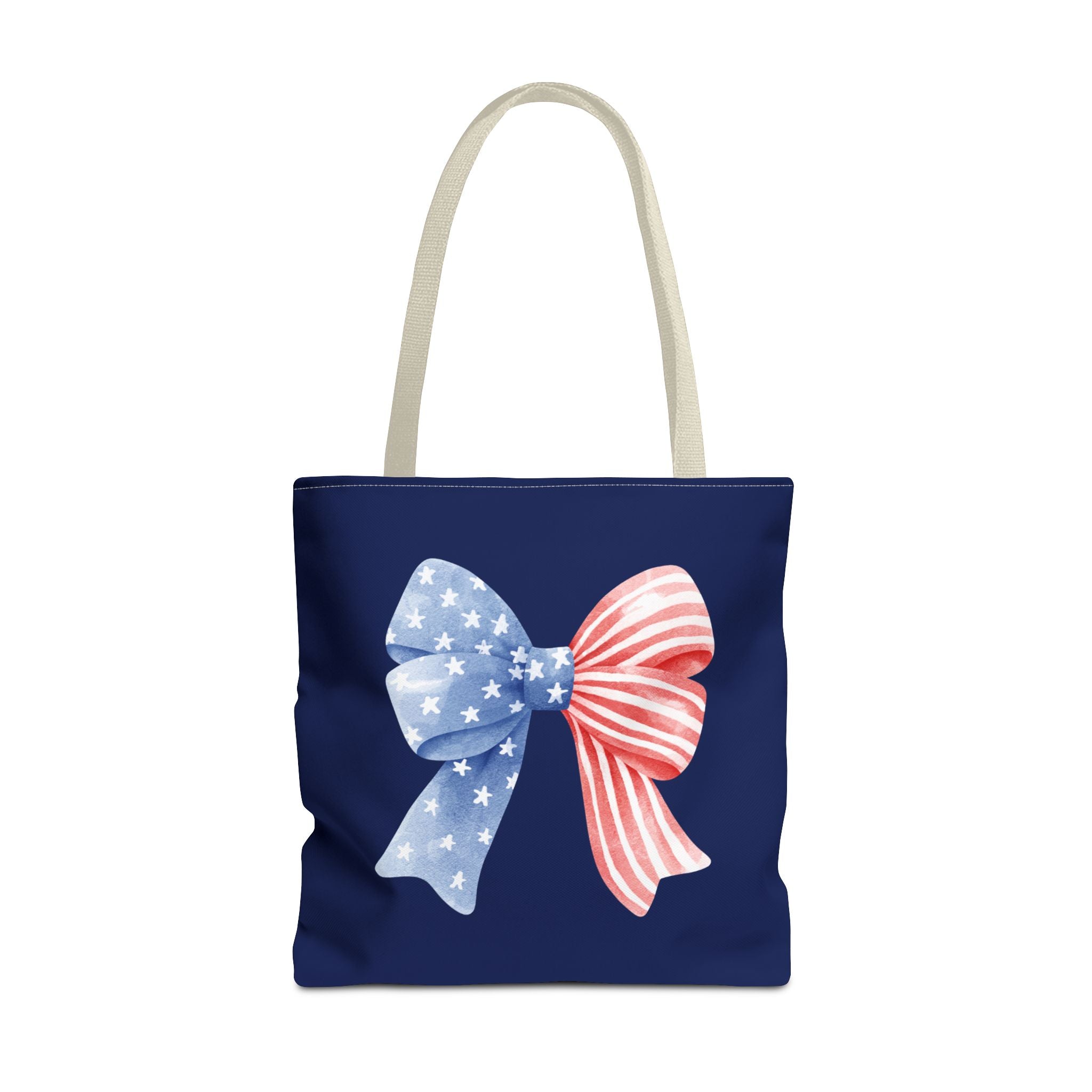 Patriotic Bow Tote Bag — American Flag Red White Blue Ribbon Tote