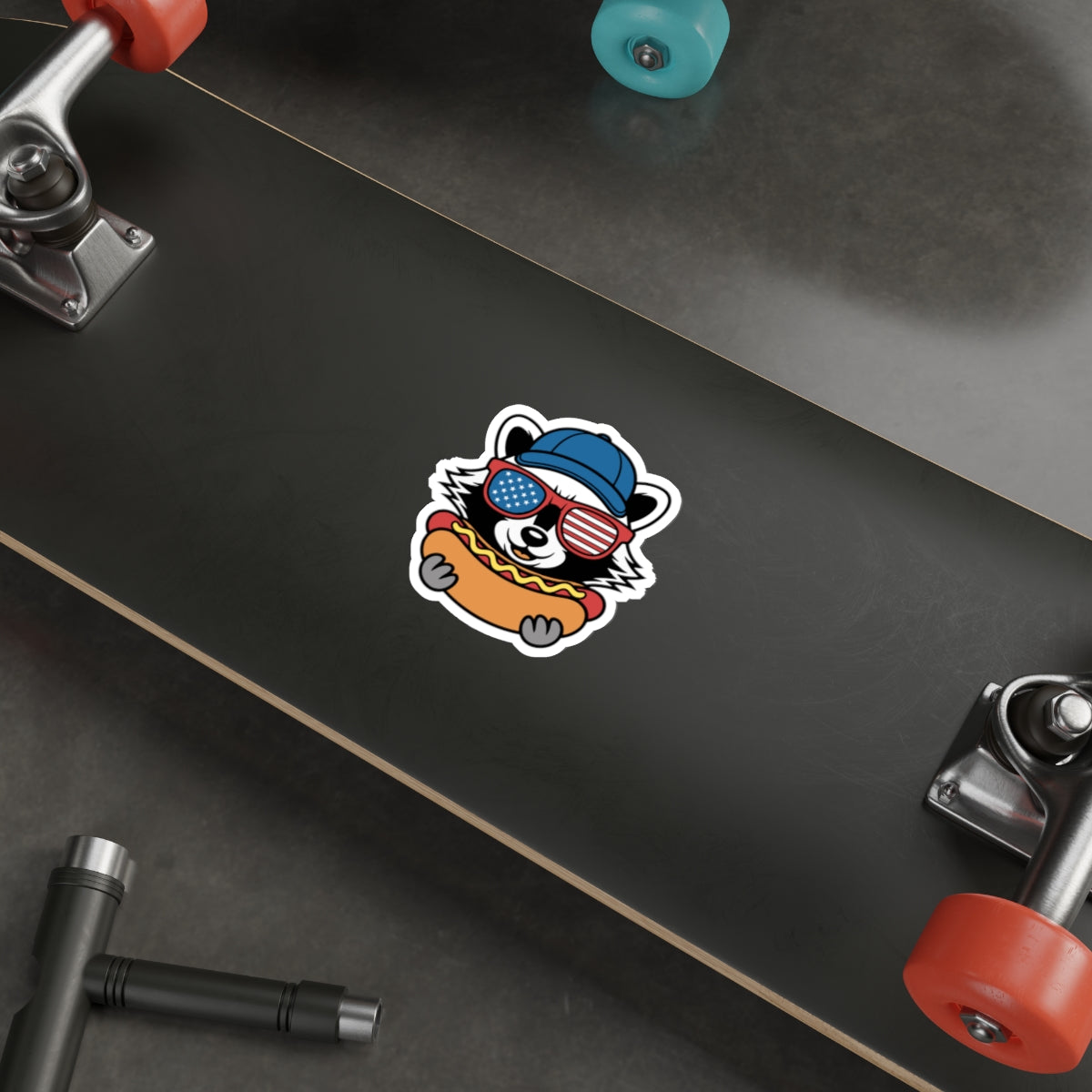 Patriotic Sticker Pack — Trash Panda w/ hotdog 4th of July Red White Blue Die-Cut Stickers