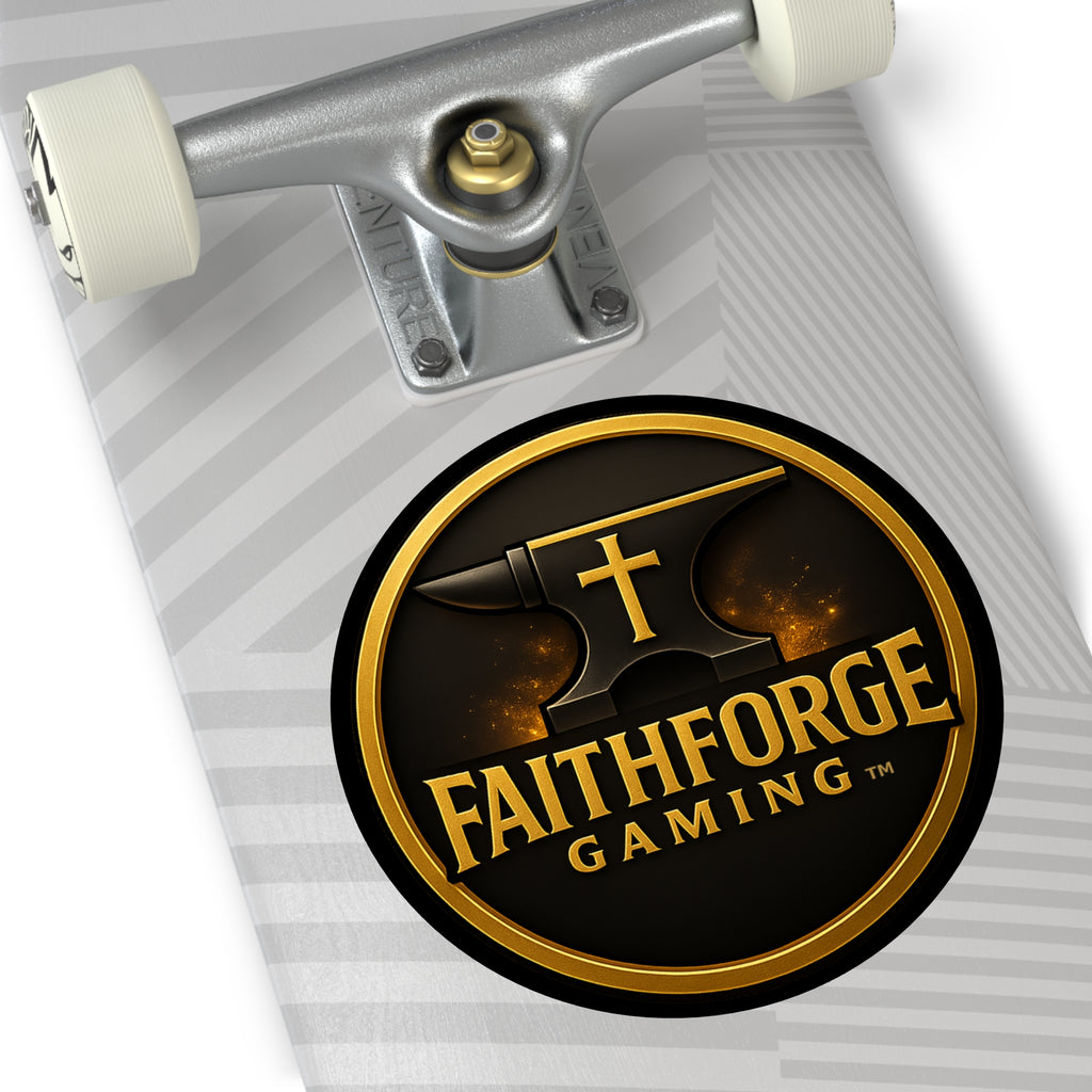 FaithForge Gaming Round Vinyl Sticker — Gold Anvil Round