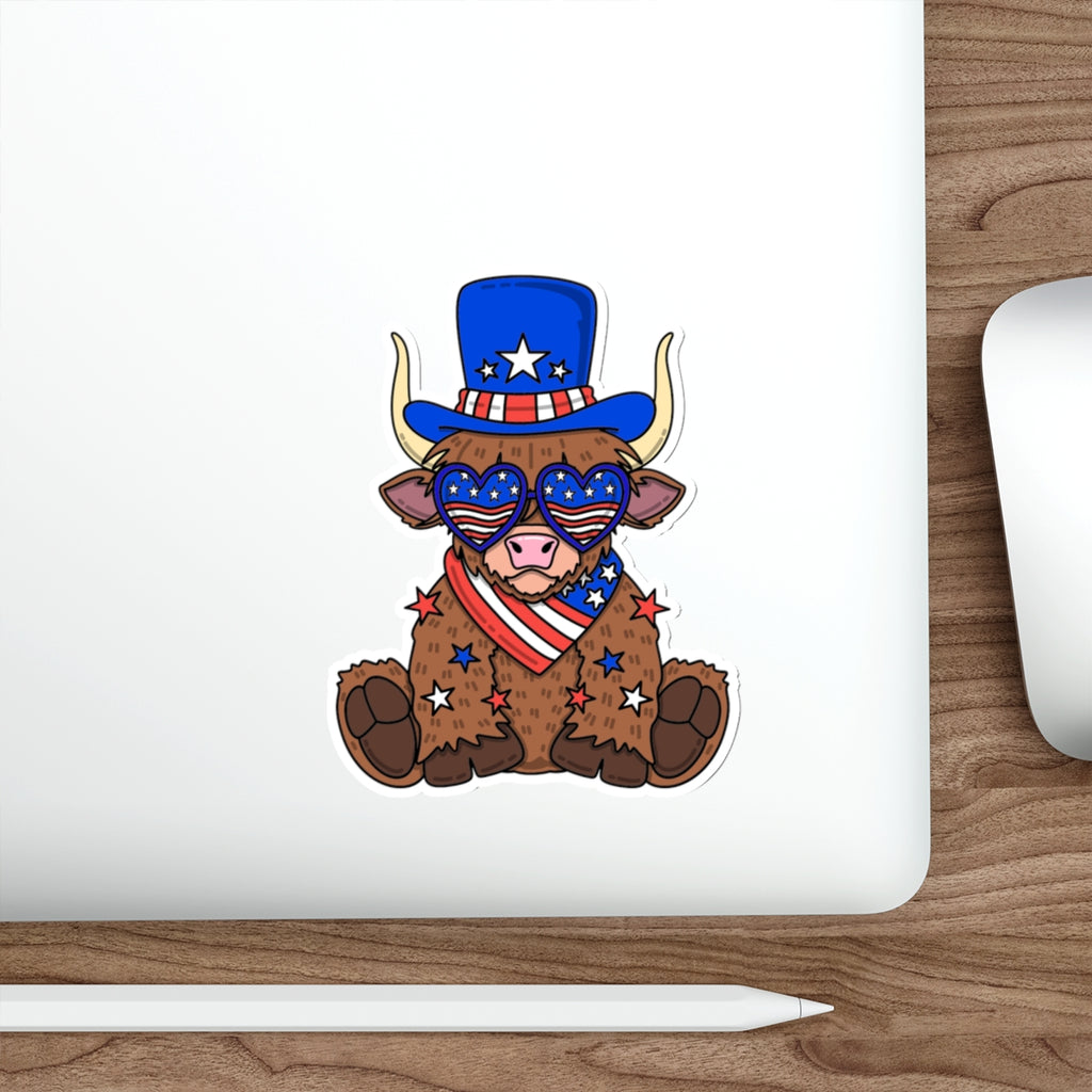 Patriotic Sticker Pack — Star Spangled Bull 4th of July Red White Blue Die-Cut Stickers