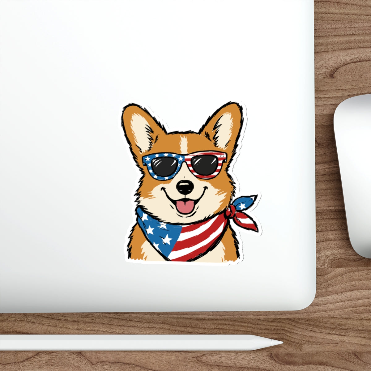 Patriotic Sticker Pack — Cool Corgi 4th of July Red White Blue Die-Cut Stickers