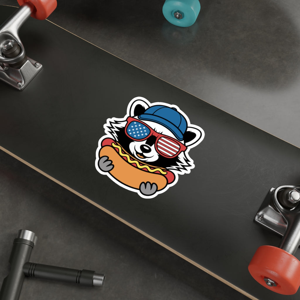 Patriotic Sticker Pack — Trash Panda w/ hotdog 4th of July Red White Blue Die-Cut Stickers