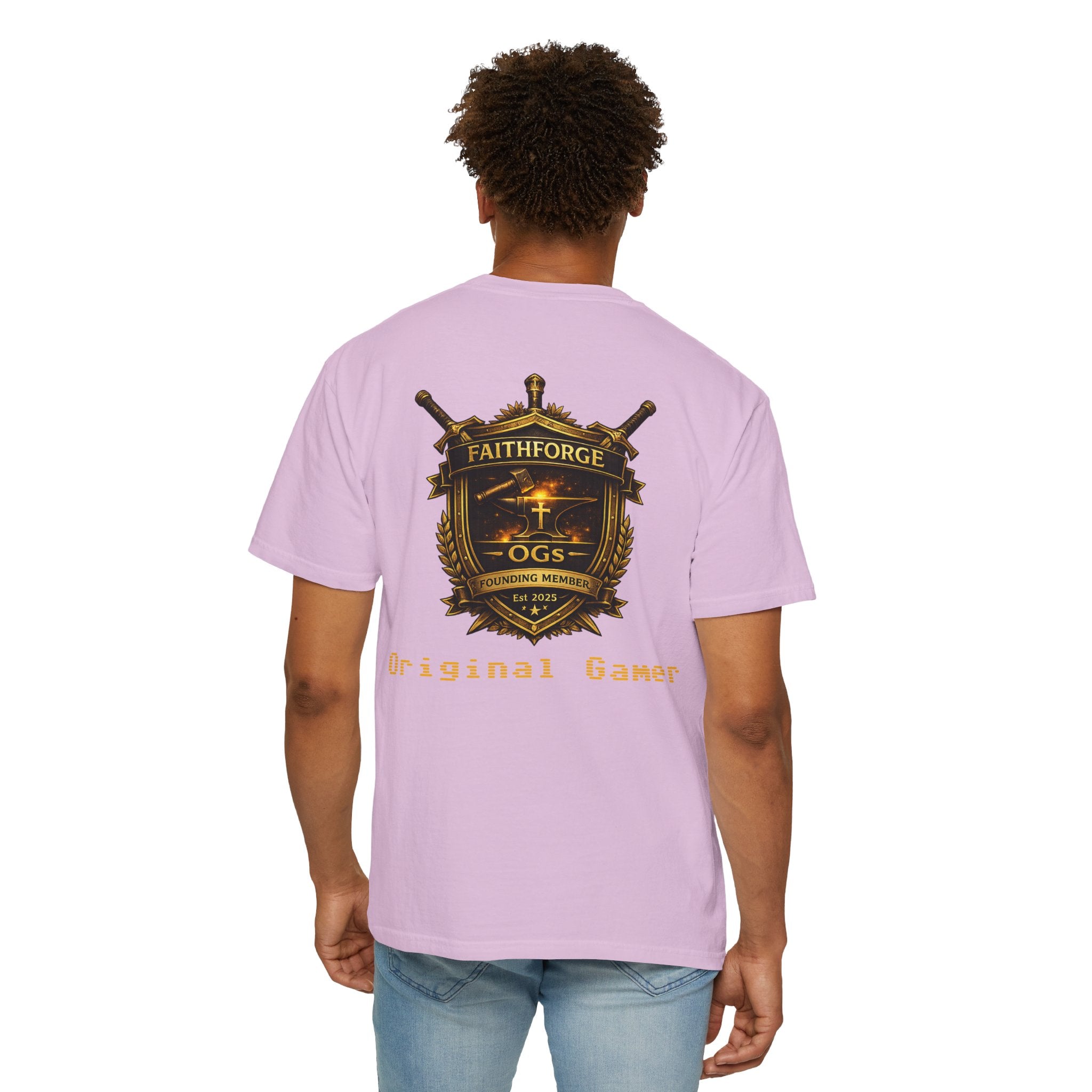 FaithForge OG Gaming T-Shirt — Logo Tee with Anvil & Cross (Christian Gamer Apparel)