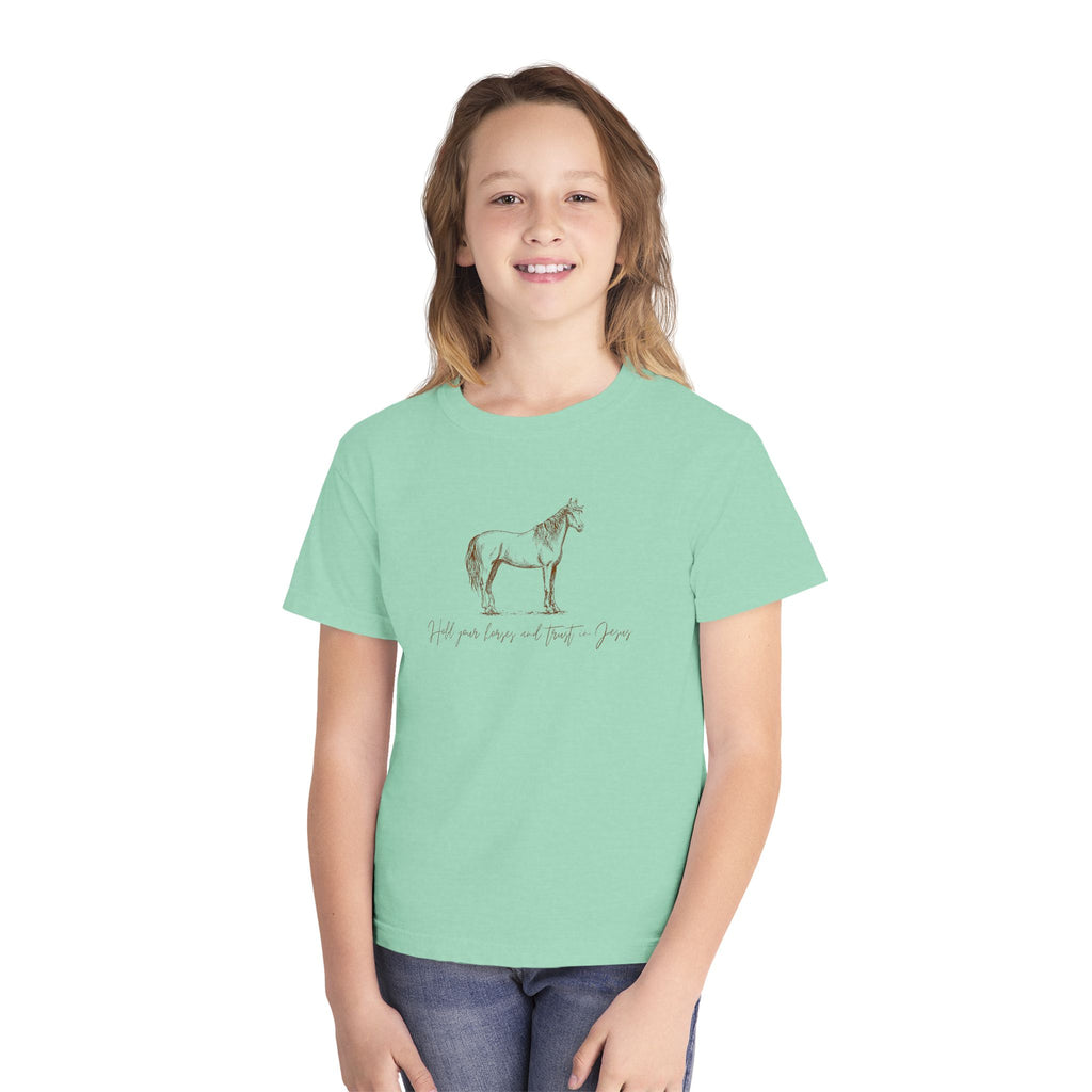 Youth Horse Sketch Tee – "Hold your horses and the pasture" Graphic T-Shirt