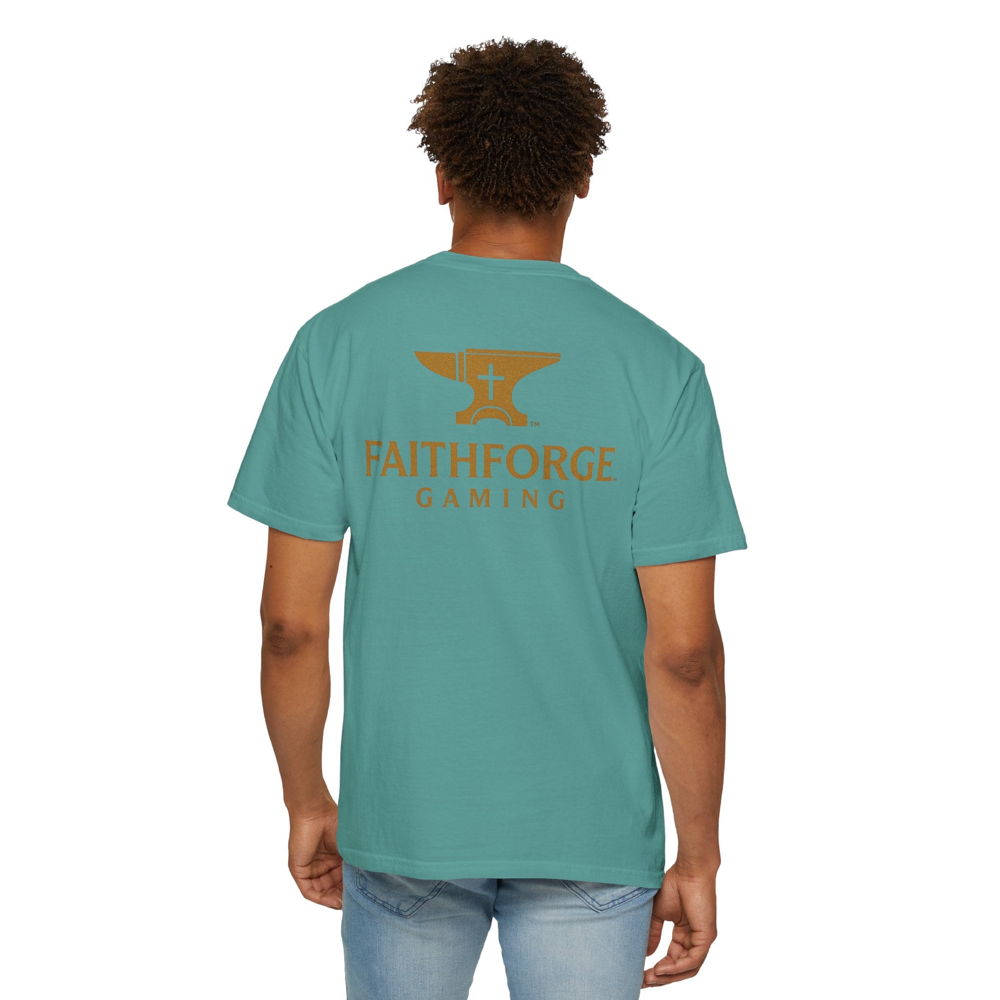FaithForge Gaming T-Shirt — Logo Tee with Anvil & Cross (Christian Gamer Apparel)
