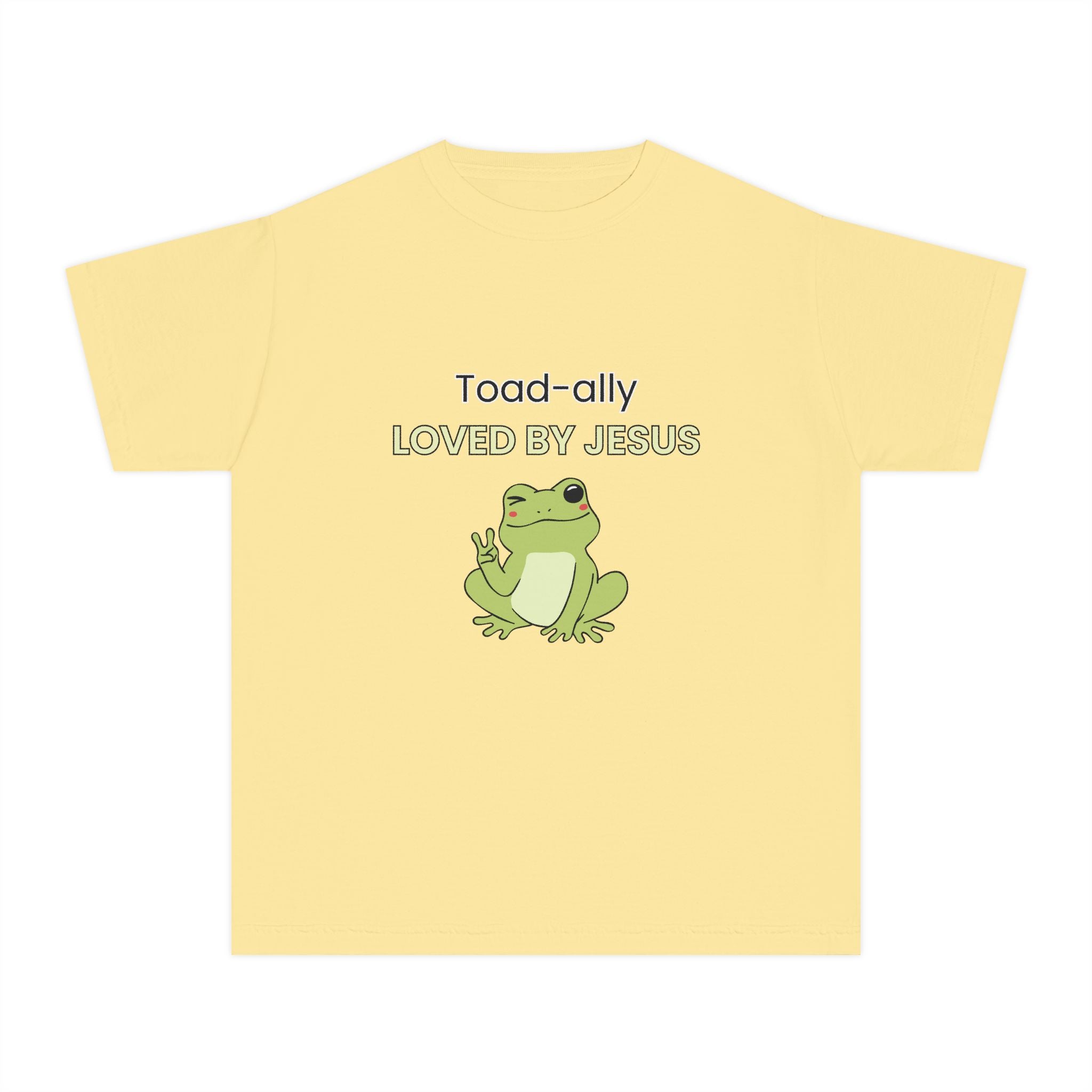 Kids Tee - "Toad-ally Loved by Jesus" Cute Frog Christian Youth T-Shirt