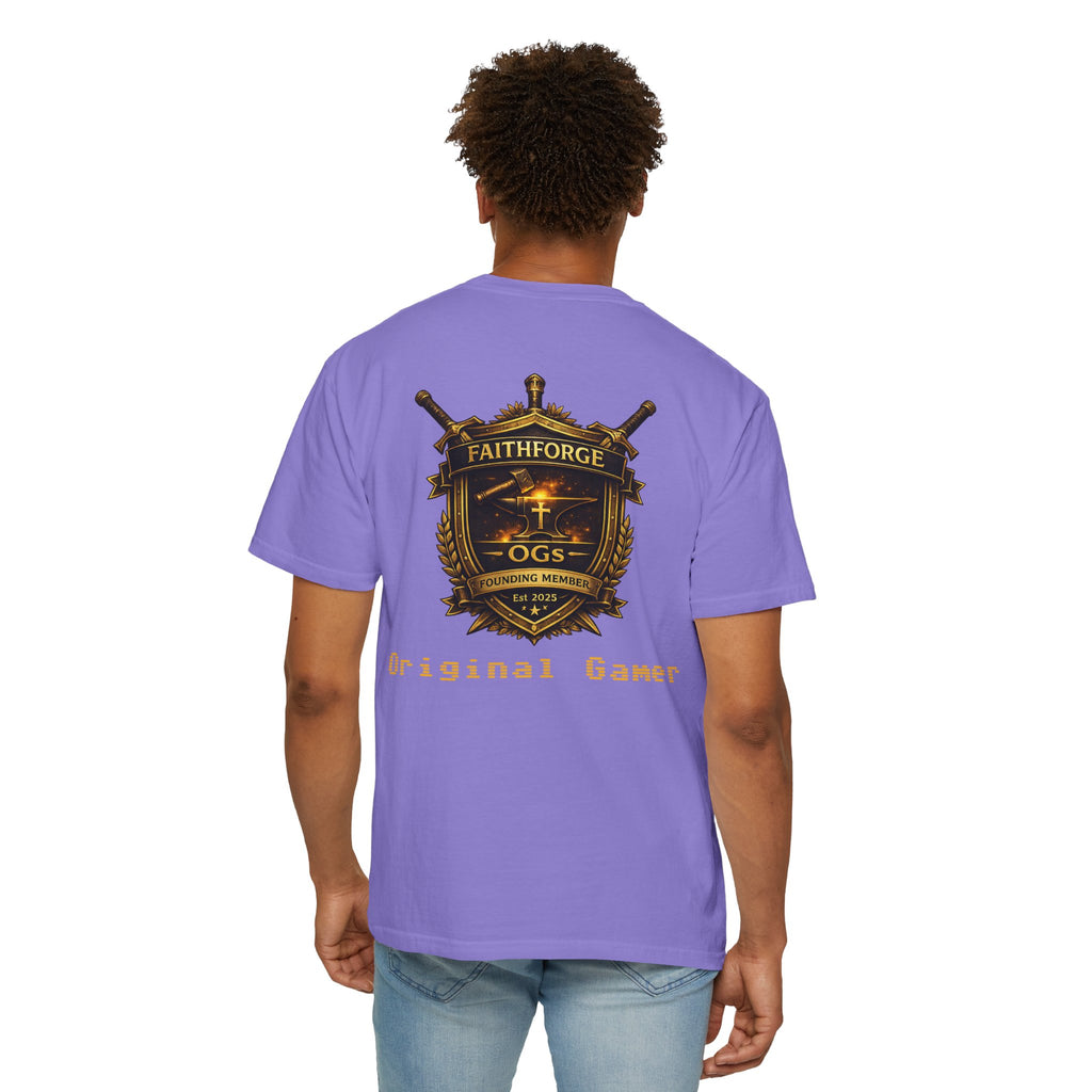 FaithForge OG Gaming T-Shirt — Logo Tee with Anvil & Cross (Christian Gamer Apparel)