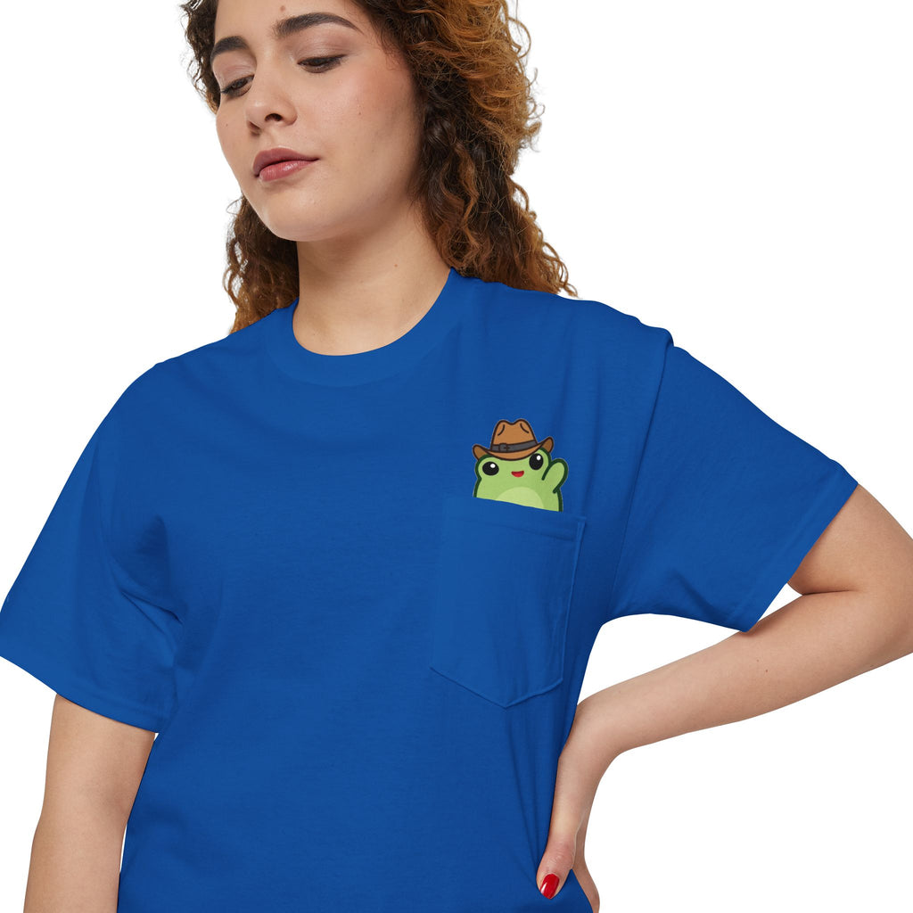 Pocket Frog Tee — Cute Cowboy Frog Pocket Graphic T-Shirt